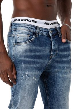 RedBridge Slim-fit-Jeans Jeanshose Antifit Denim Blau W34 L34 Distressed-Look
