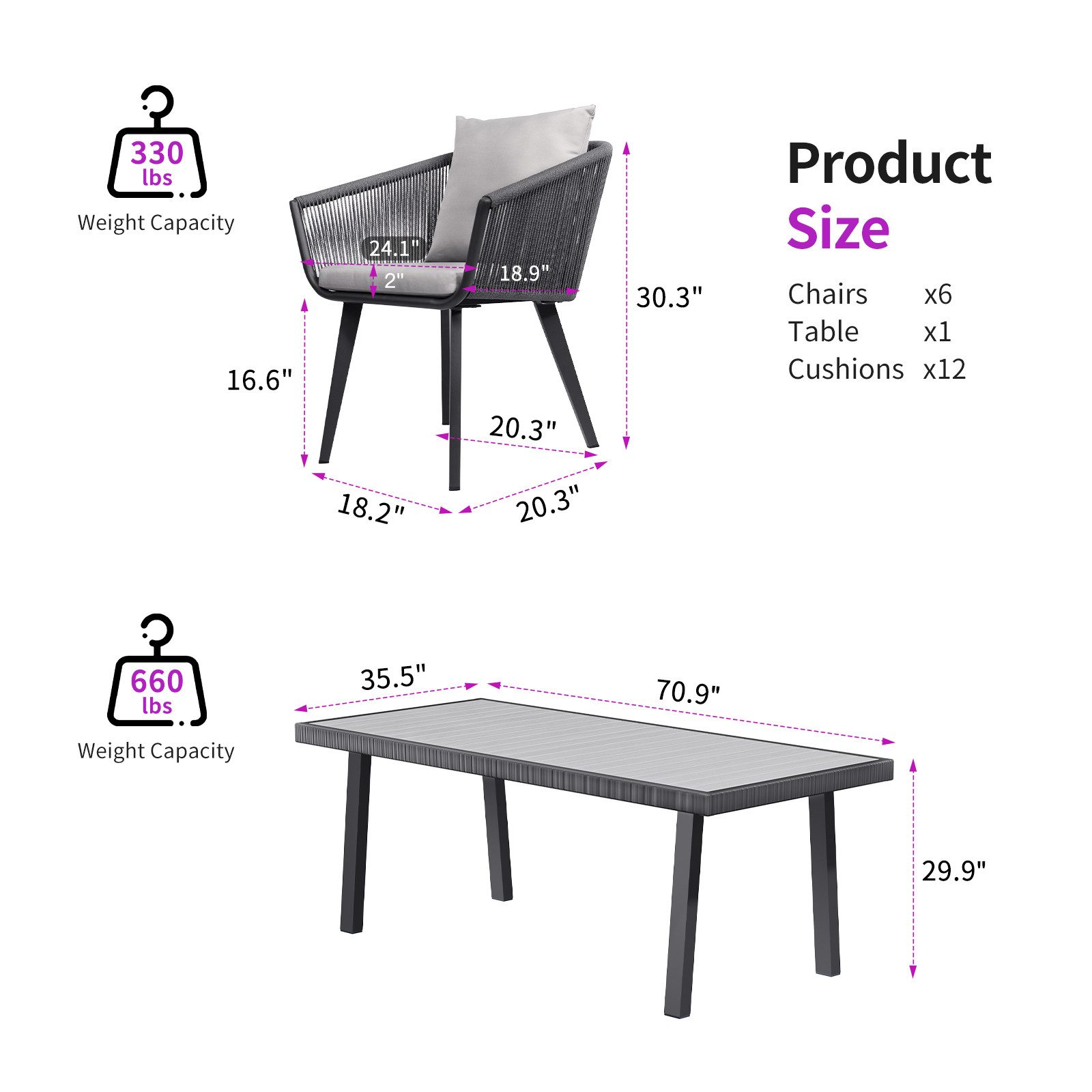 Rainsworth Gartenlounge-Set Gartenlounge set rattan set für 4 Personen,6 Pe günstig online kaufen