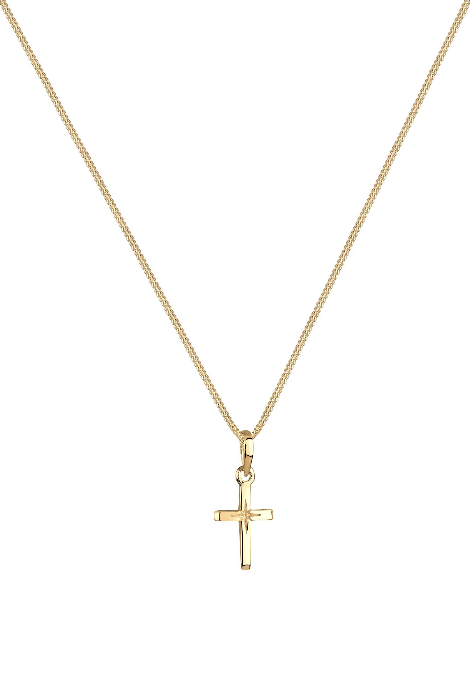 Elli Kette mit Anhänger Kreuz Religion Stern Details 925 Silber, Kreuz günstig online kaufen