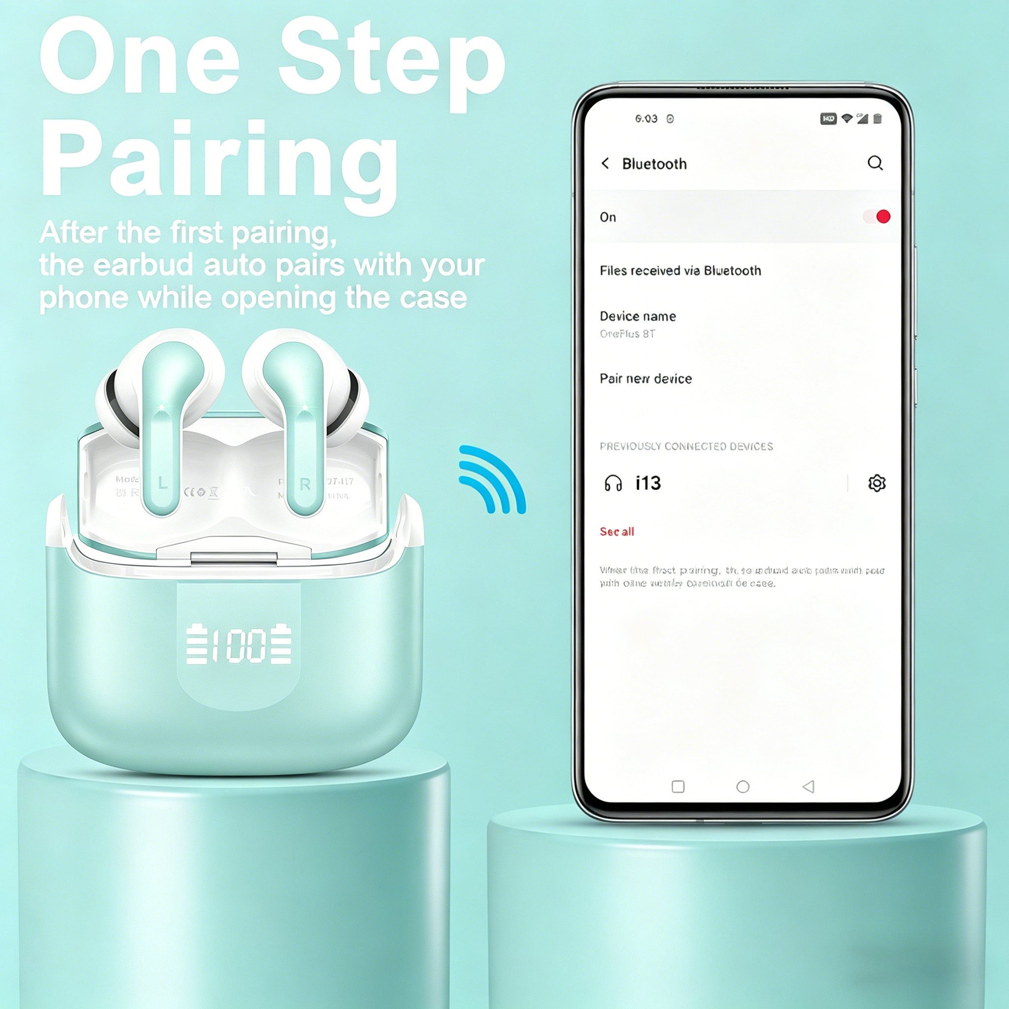 Forrlite In Ear Kopfhörer,Bluetooth Kopfhörer,2026 Kopfhörer Kabellos In-Ear-Kopfhörer (4 ENC Noise Cancelling Mics, IP-X7 Wasserdicht Headphones Sport, 3g USB-C in Ear Ohrhörer, Bluetooth 5.4,48 Std Hi-Fi Stereo Tiefer Bass Wireless Earbuds)