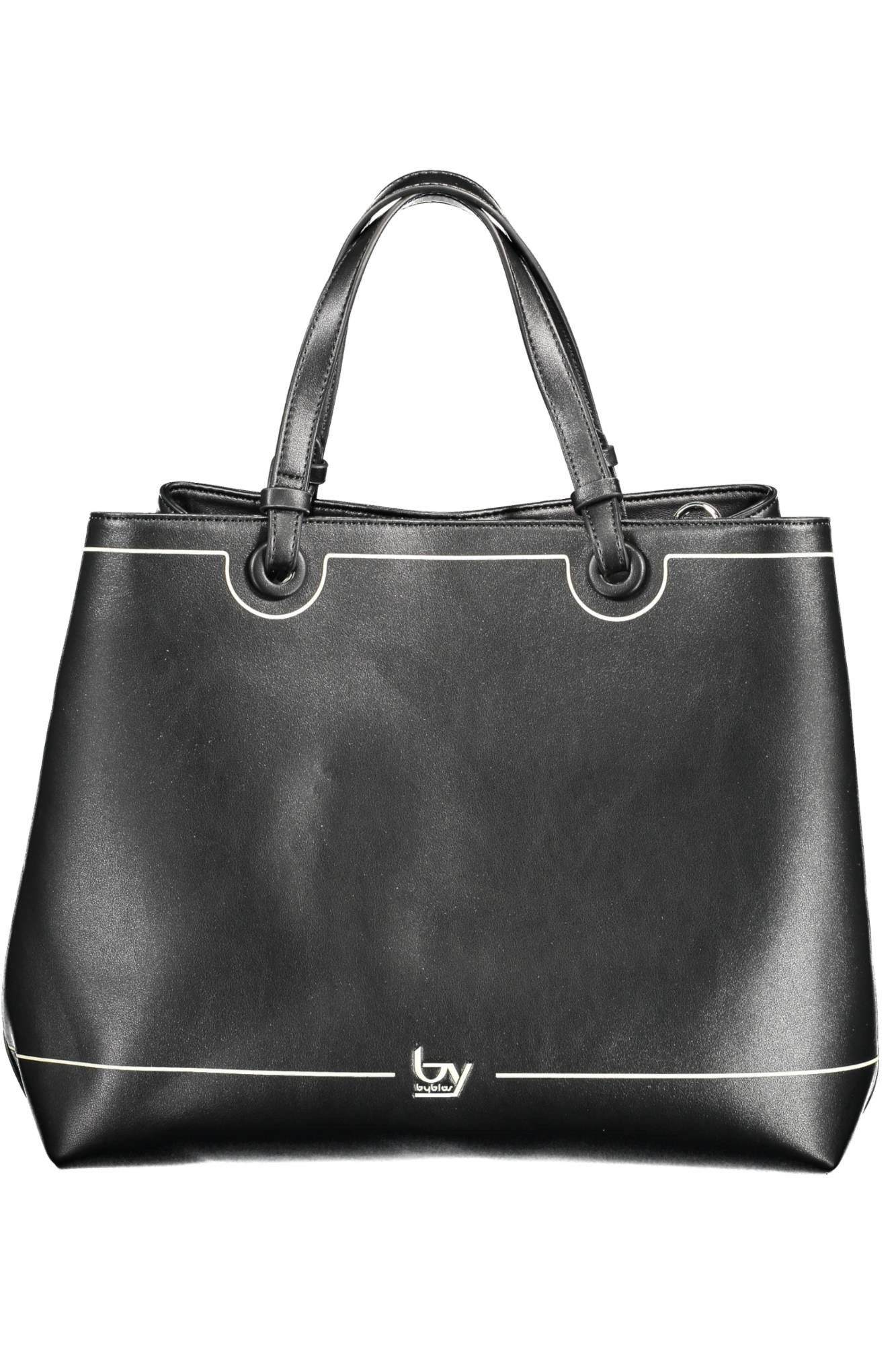 Byblos Umhängetasche, Elegante schwarze Damentasche mit abnehmbarem Schultergurt und Fächer