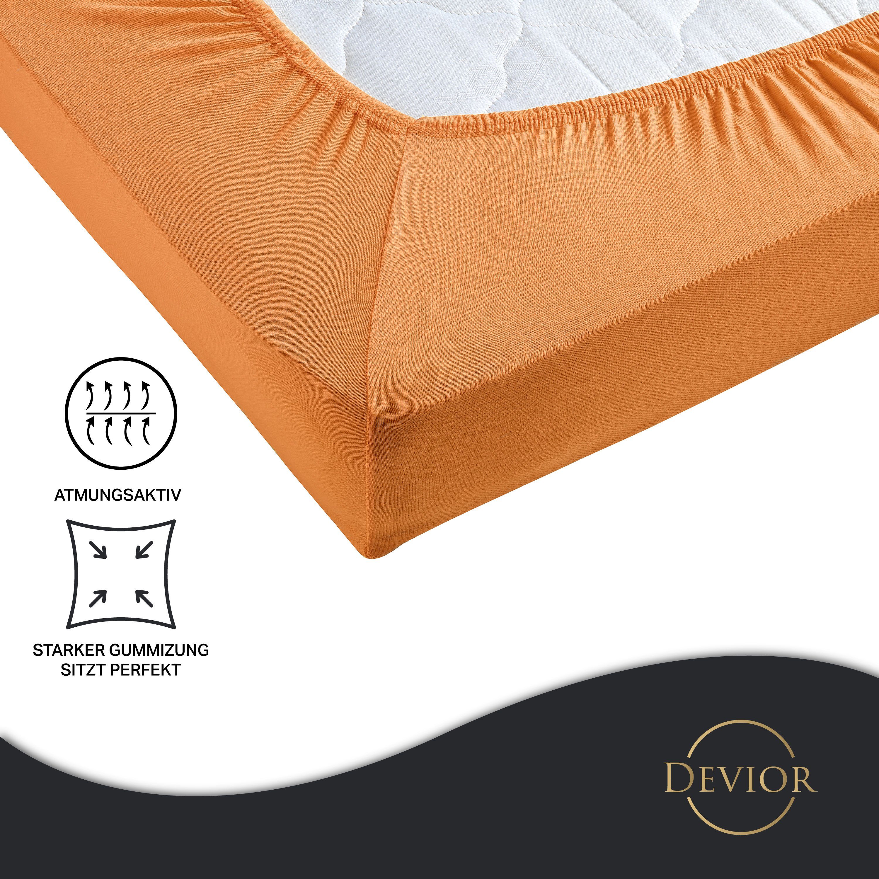 Devior Spannbettlaken für Standardmatratzen und Kinderbetten - 100% Baumwolle, 135 g/m², Jersey, Gummizug: Rundumgummizug, Anti-Statisches, atmungsaktives Laken mit Einlaufschutz - 90 x 200 cm
