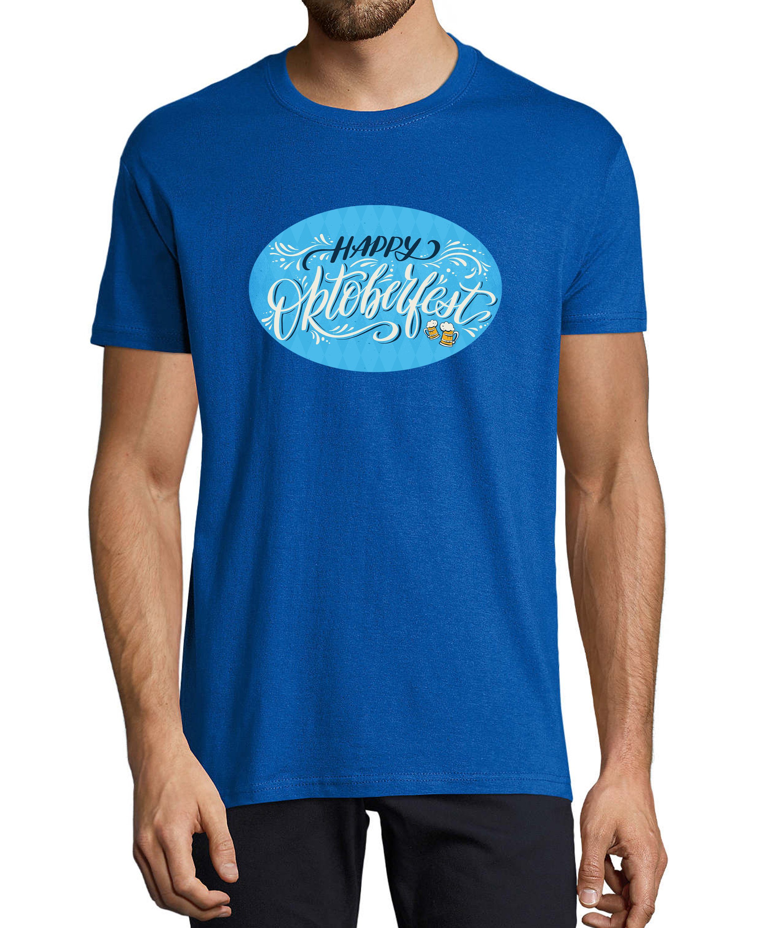 Party T-Shirt blau Shirt i322 Regular Fit, MyDesign24 Aufdruck royal T-Shirt Trinkshirt Baumwollshirt - Herren mit Oktoberfest