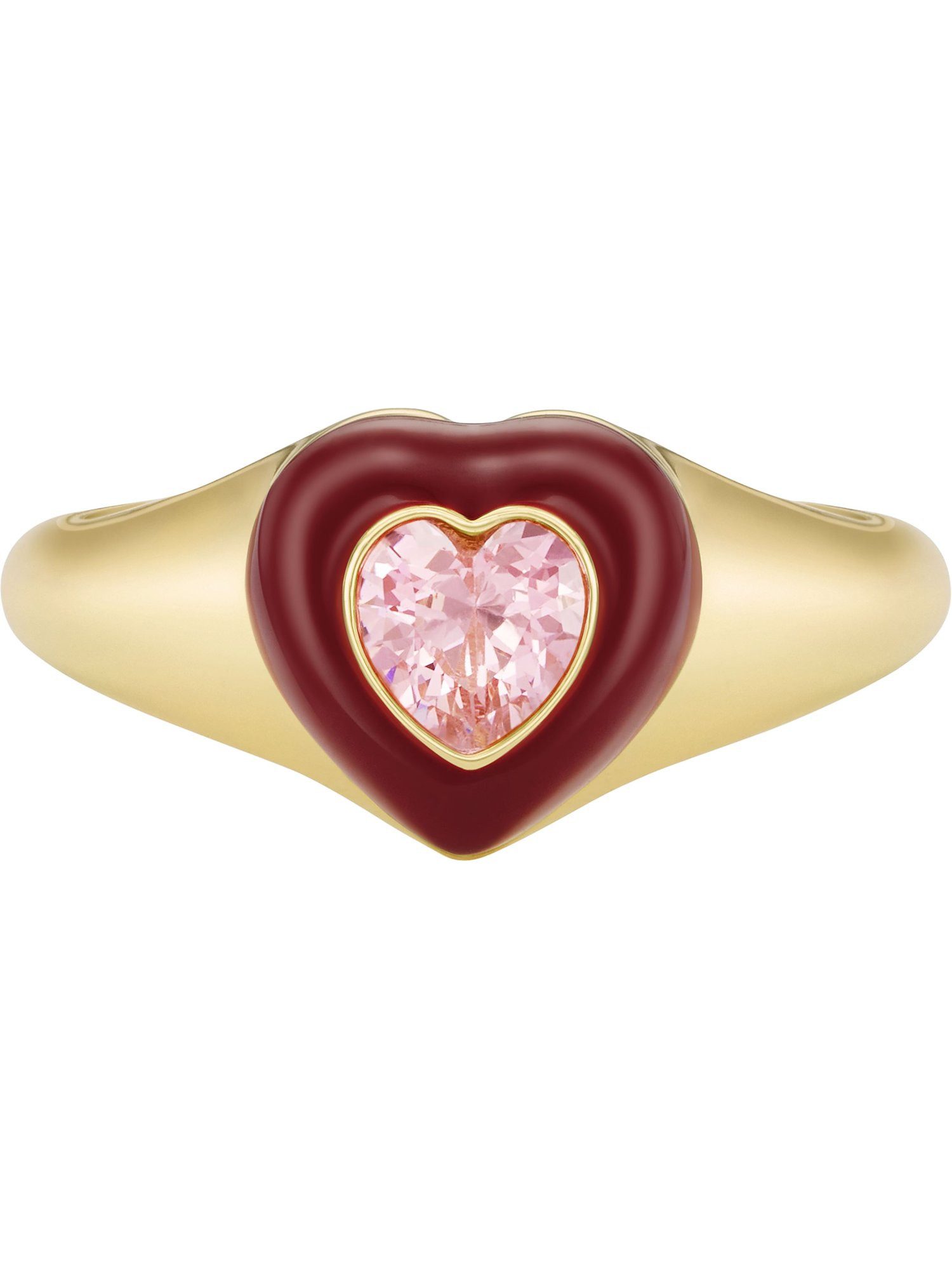 Fingerring Fossil Damen-Damenring Metall, Emaille Glasstein