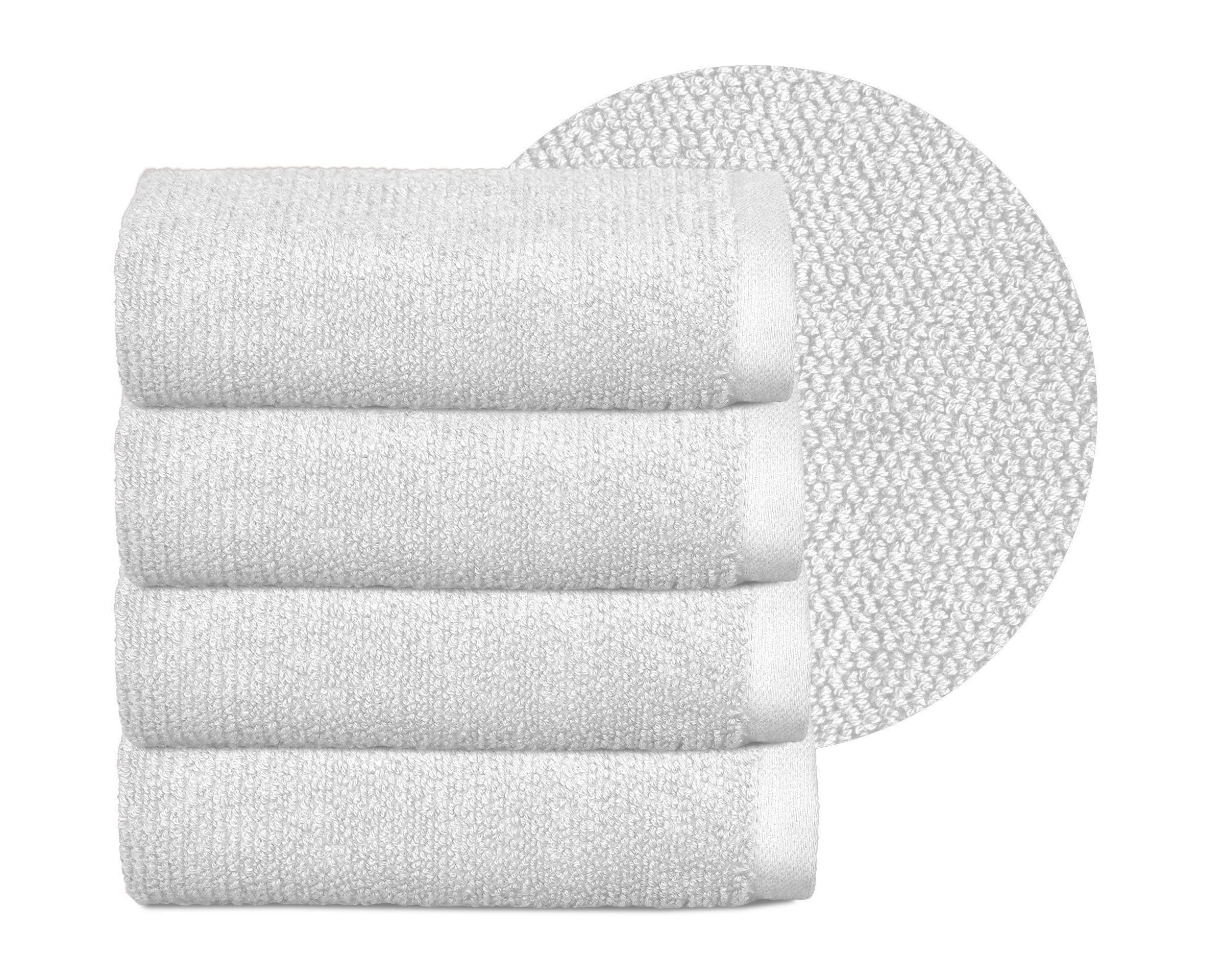 Beautex Handtuch Set Handtuch Set, Made in Europe, Frottier, (Multischlaufen-Optik, Frottier Premium Set aus 100% Baumwolle 550g/m) Weiß