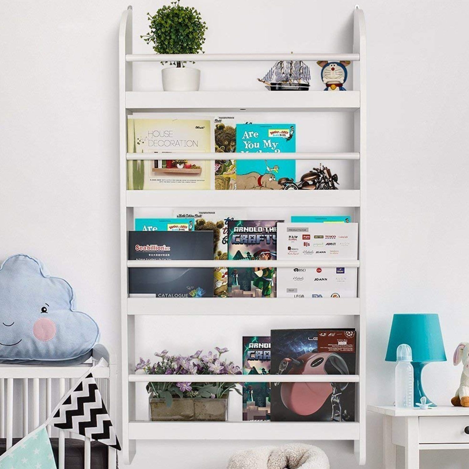 Homfa Kinderregal Kinderbücherregal Wandregal, Bücherregal mit 4 Ablagen au günstig online kaufen