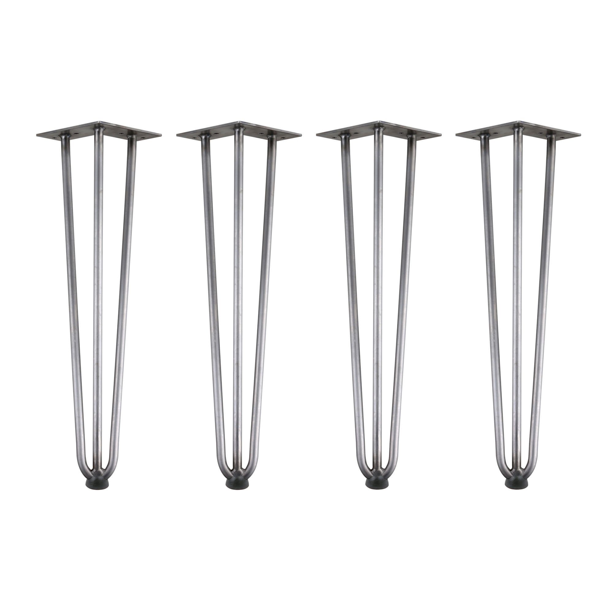 Zelsius Tischbein Hairpin Legs, 4er Set, 45 cm, Rohstahl, Tischbeine aus Stahl 3 Streben