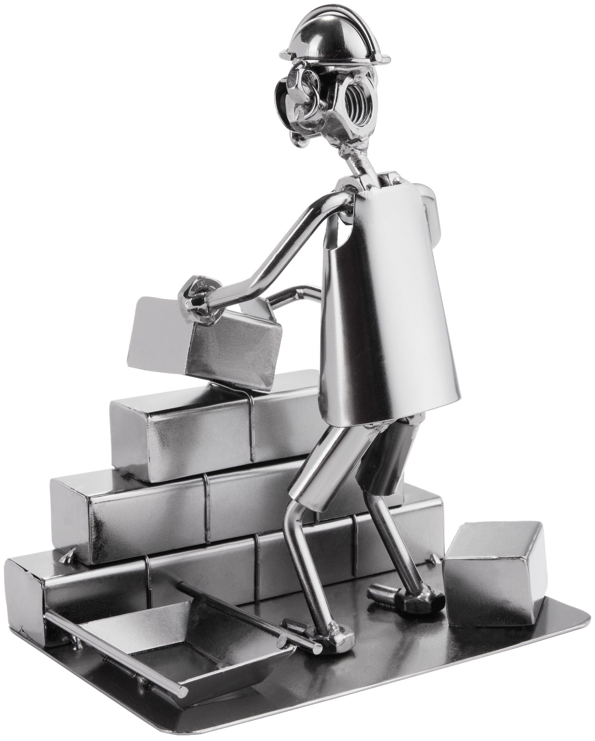 BRUBAKER Dekofigur Metallskulptur Schraubenmännchen Maurer (1 St), kunstvolle Geschenkfigur für Maurer und Handwerker – Bild 3 von 5