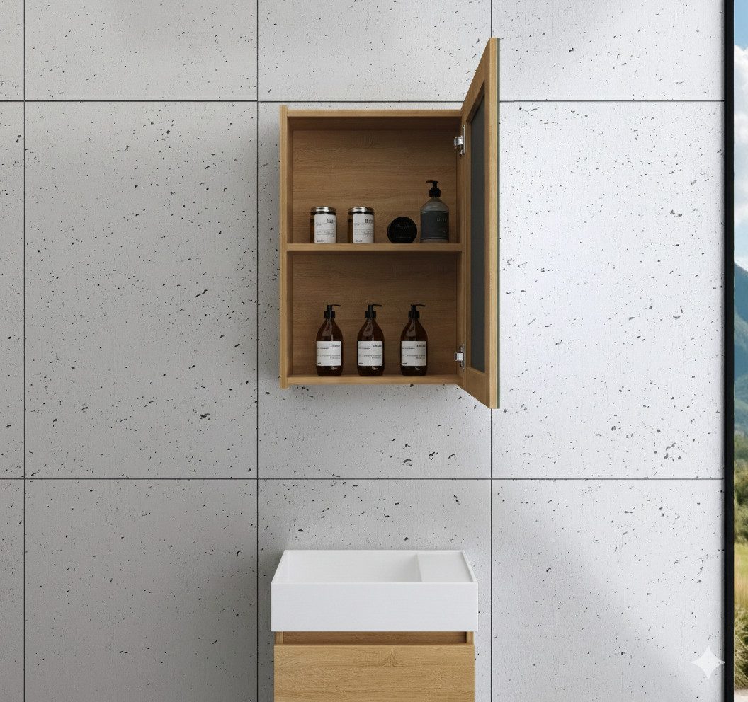 Faizee Home Badmöbel-Set Bademöbel 40 cm Badschrank Waschtisch Unterschrank Spiegelschrank