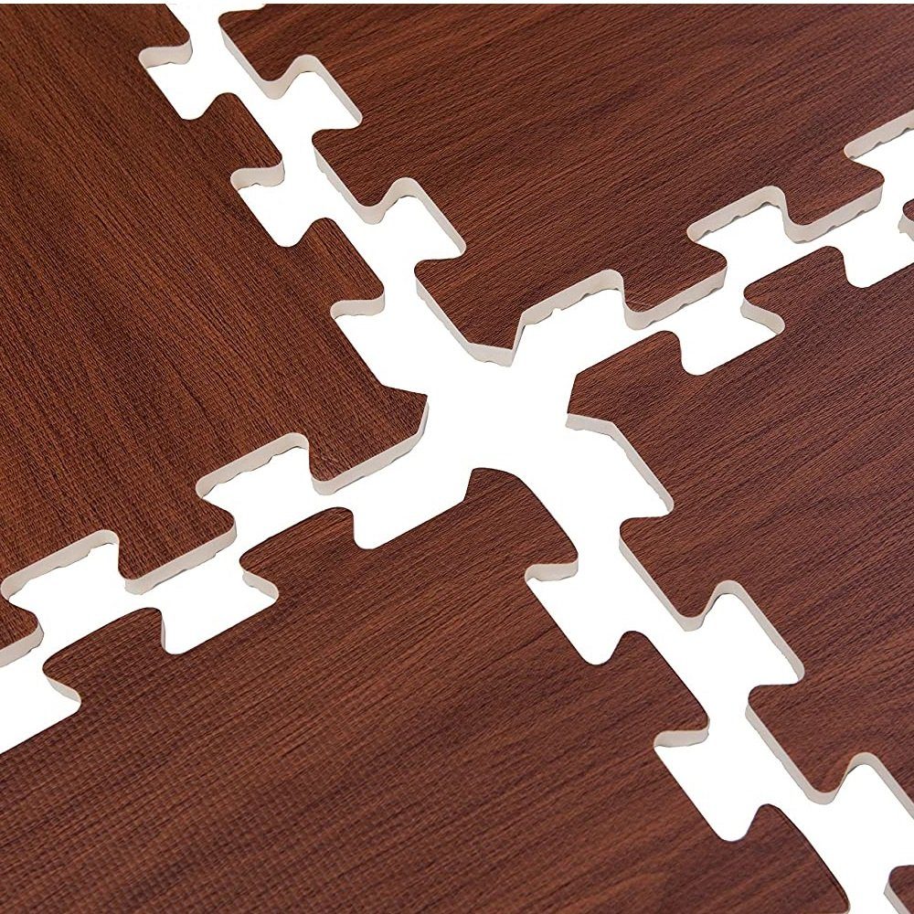 BodenMax Bodenturnmatte BodenMax Bodenschutzmatte Sportmatte 24stück=7.56m²(11€/m²)Dunkle puzzle, cm Holzoptik 58x58x1