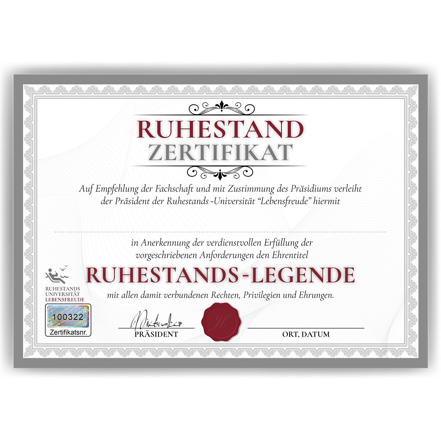 Tigerlino Poster Ruhestand Zertifikat Rente Abschiedsgeschenk günstig online kaufen
