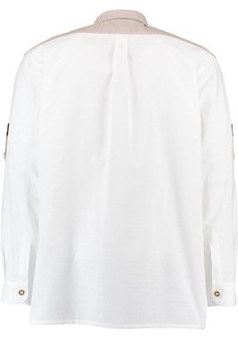 OS-Trachten Trachtenhemd Nvoion Langarmhemd mit Paspeltasche, Zierteile auf der Knopfleiste