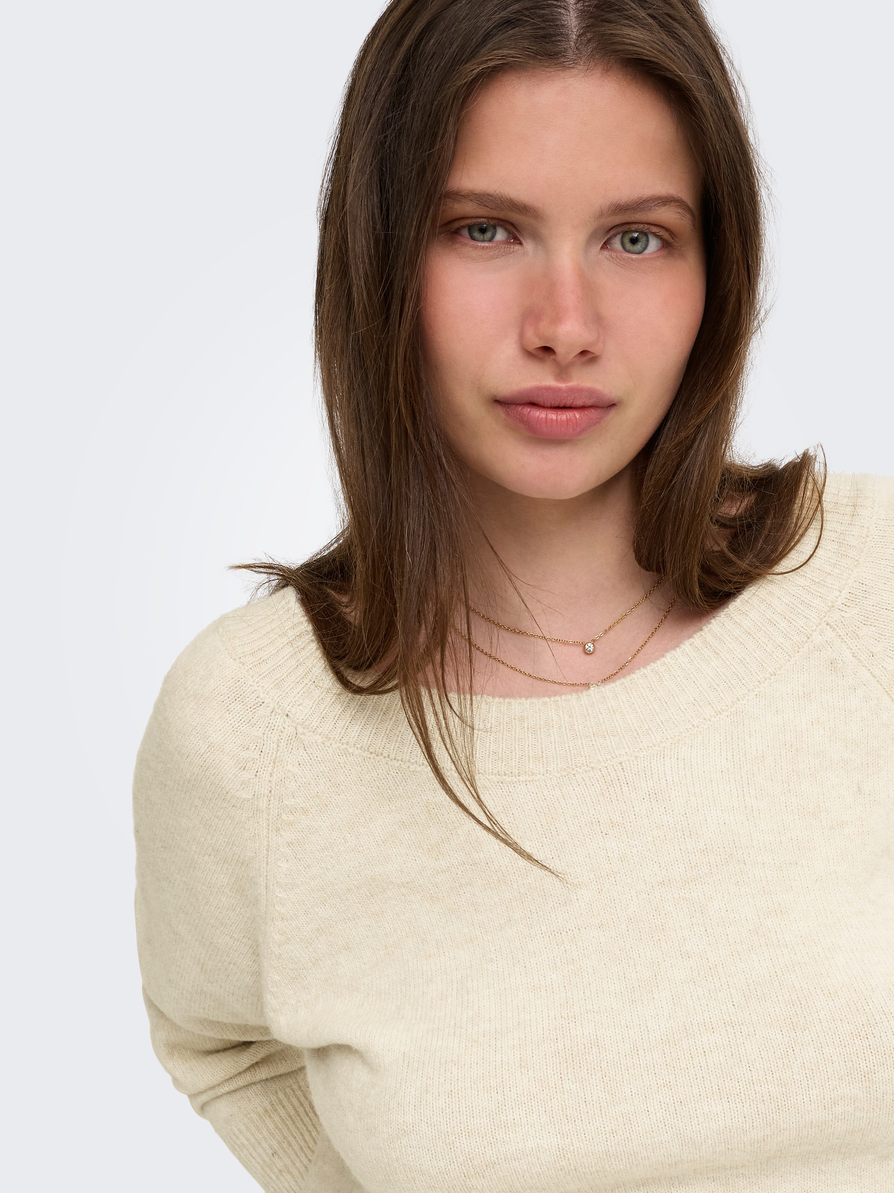 ONLY Strickpullover ONLRENE LS V-NECK REVERSIBEL KNT NOOS Materialmix, regular fit