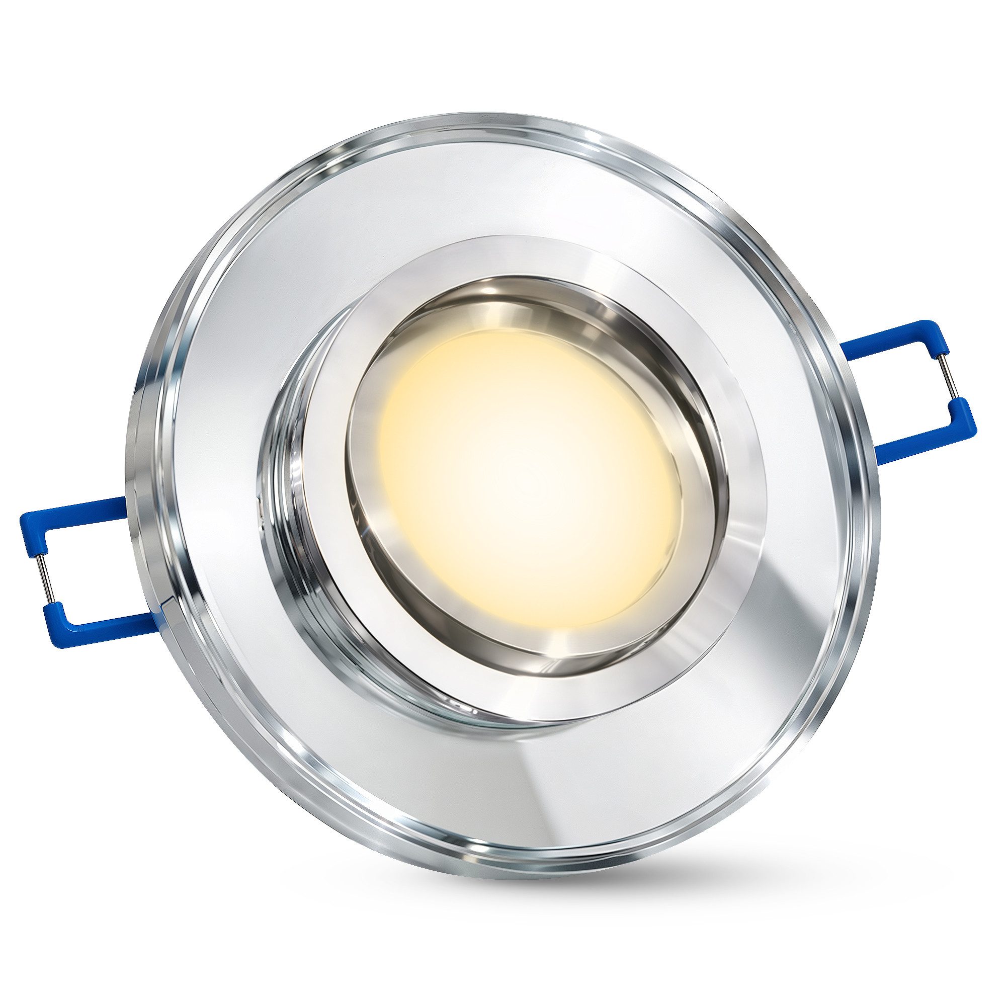 SSC-LUXon LED Aufbaustrahler MIRELLA Glas Einbauleuchte rund schwenkbar LED GU10 5W drei Lichtmodi, Tageslichtweiß, Warmweiß, Neutralweiß