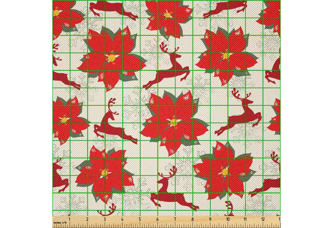Thumbnail - Abakuhaus Stoff Zum Nähen Toller Stoff für Heimtextilien aller art, Weihnachten Poinsettia-Ren