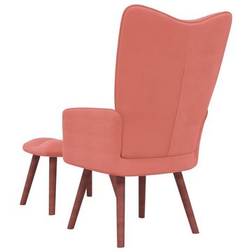 furnicato Sessel Relaxsessel mit Hocker Rosa Samt