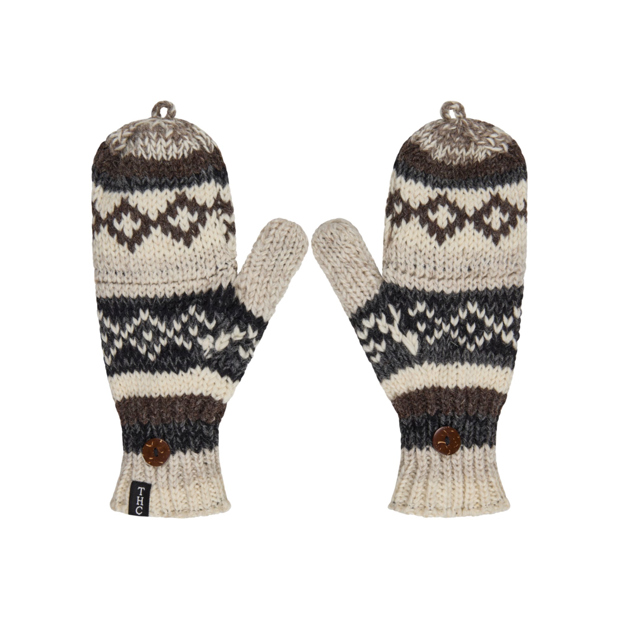 THC Natural Line Strickhandschuhe THC Klapphandschuhe 888 (1-St., 1 Paar) abklappbare Fingerspitzen