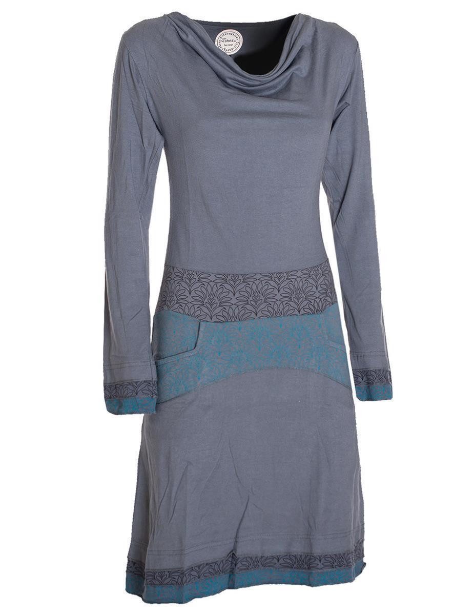 Vishes Jerseykleid Kleid Wasserfallkragen Bund bedruckt günstig online kaufen