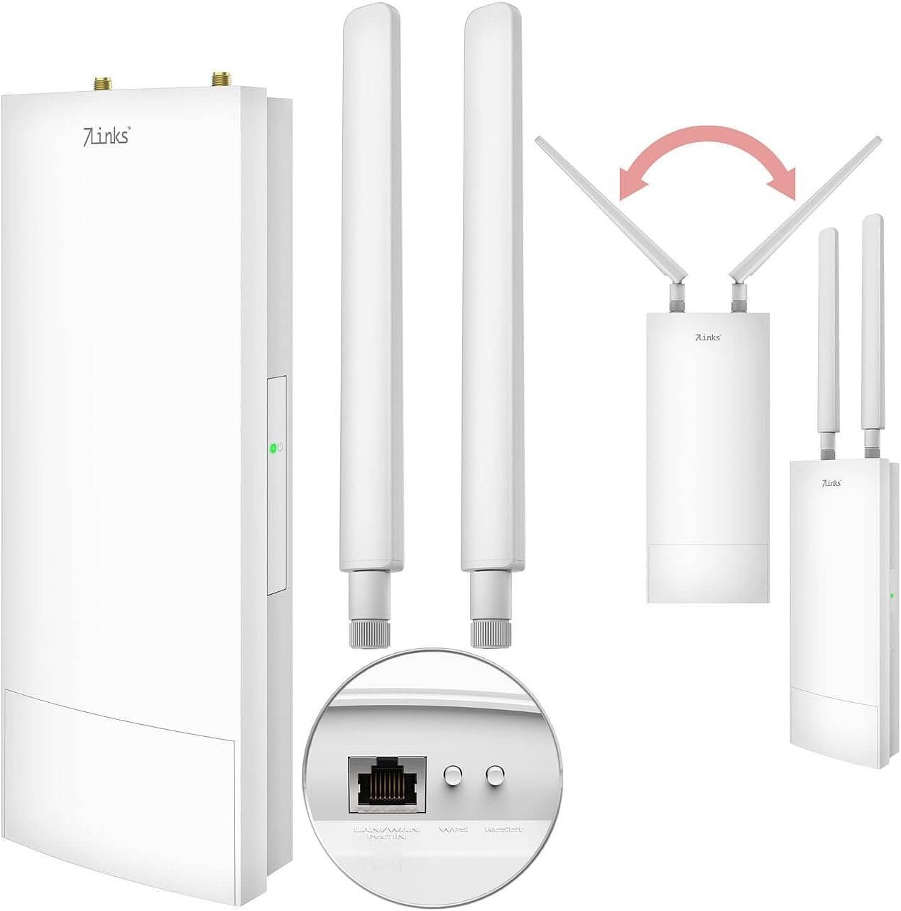 7Links 7links WLAN-Repeater Outdoor, WiFi 6, 3000 Mbit/s WLAN-Repeater, WiFi 6, IP65, Dualband 2,4/5 GHz, PoE, Reichweite 150 m