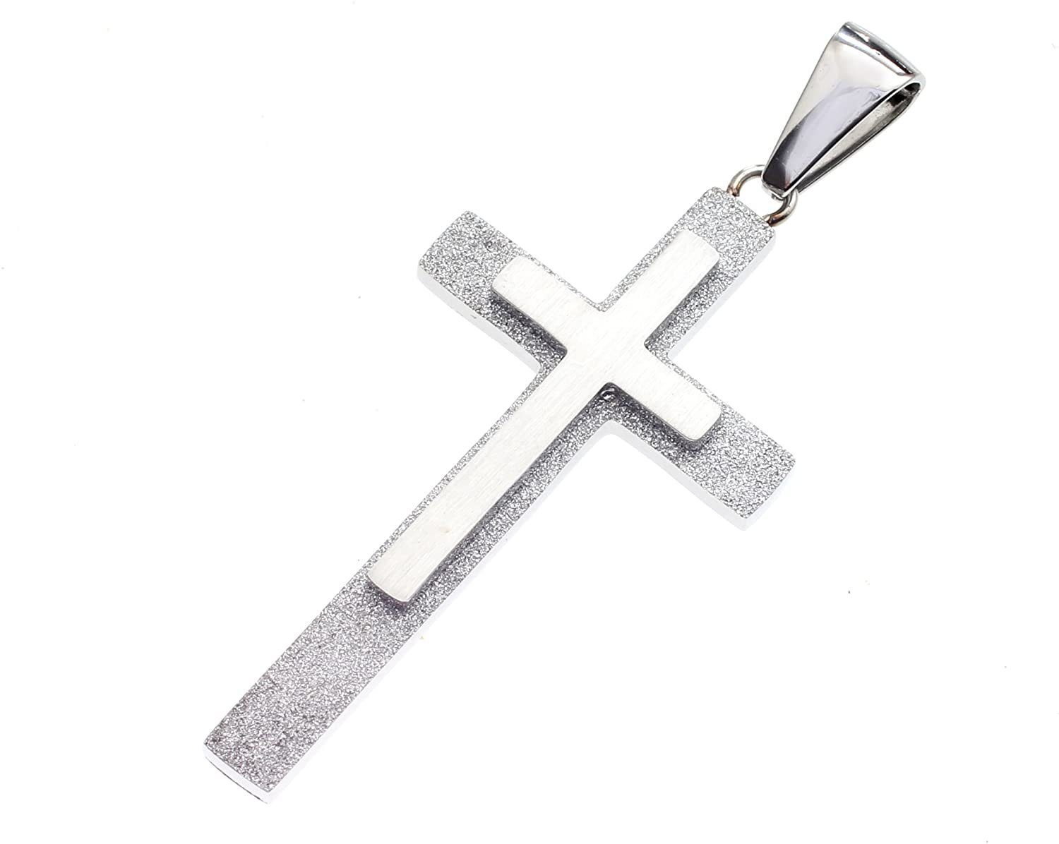Karisma Kette mit Anhänger Edelstahl Kreuz Anhänger Silber Look und Edelstahl Kette - YSP261 - 45.0 Zentimeter