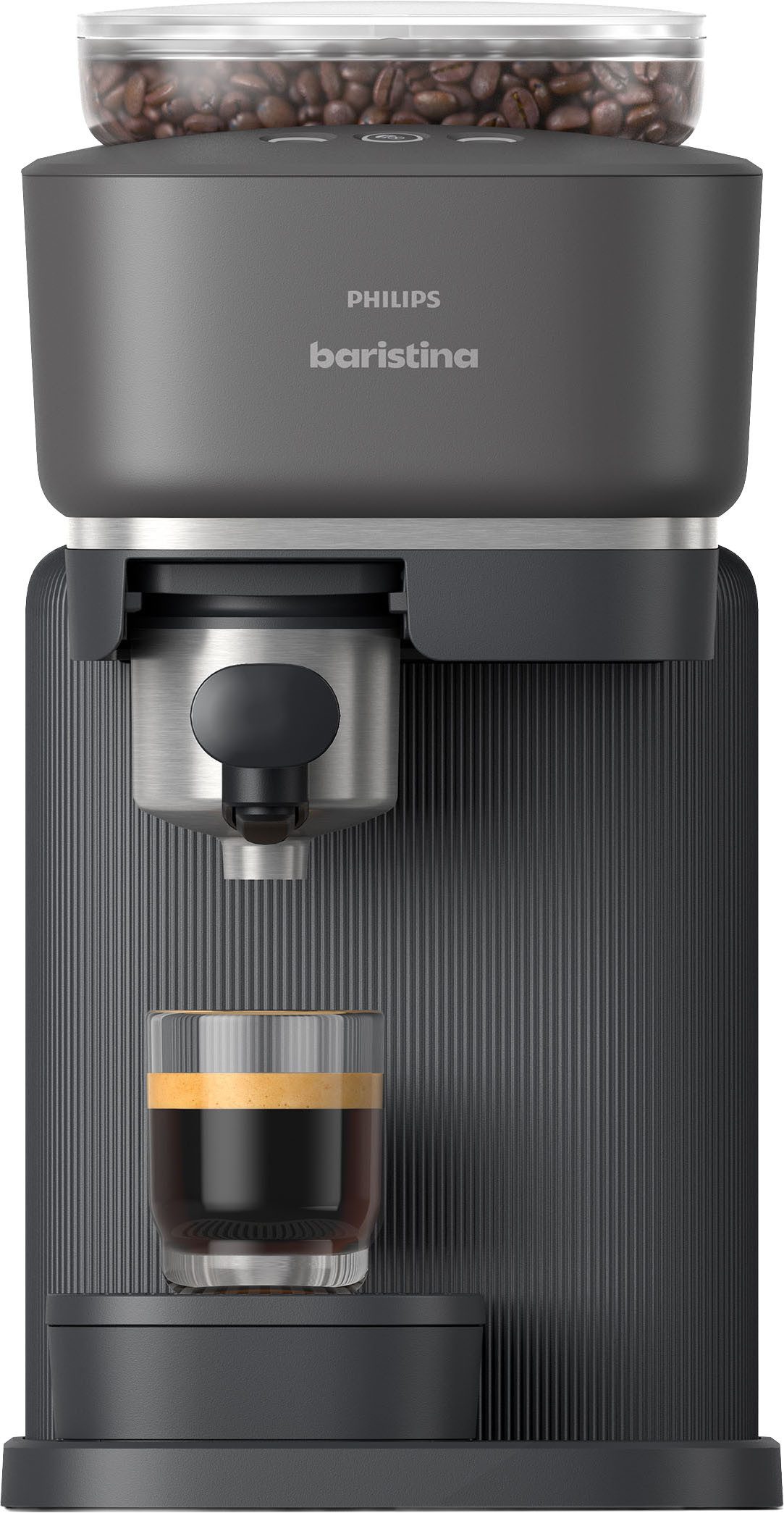 PHILIPS baristina Espressomaschine BAR305/60 mit Mahlwerk für ganze Bohnen, 16 bar Pumpendruck, Schwarzgrau