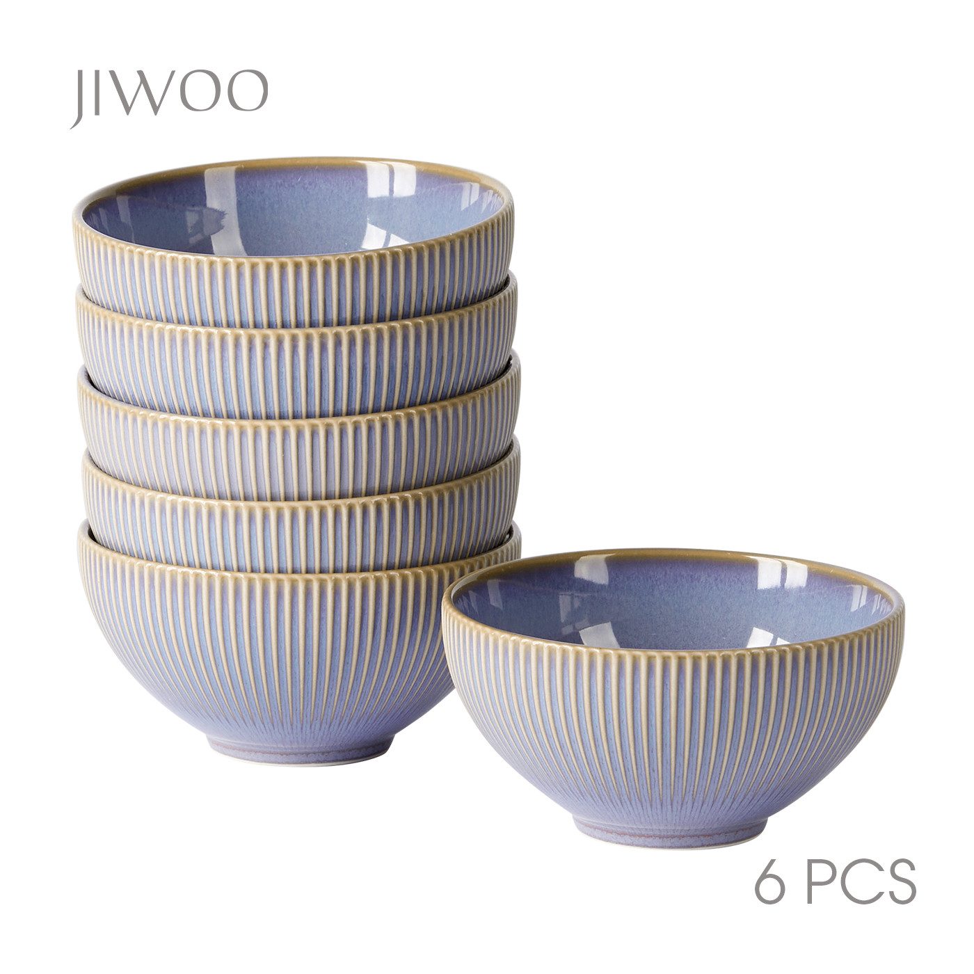 JIWOO Schüssel 6er,Ø12cm,Müslischale,Obstschale,Salatschüssel,Servierschüssel, Keramik, (Keramik-Geschirrset, 6-tlg), Mikrowellen-und spülmaschinenfest,Ø12cm,Glänzende Reaktivglasur