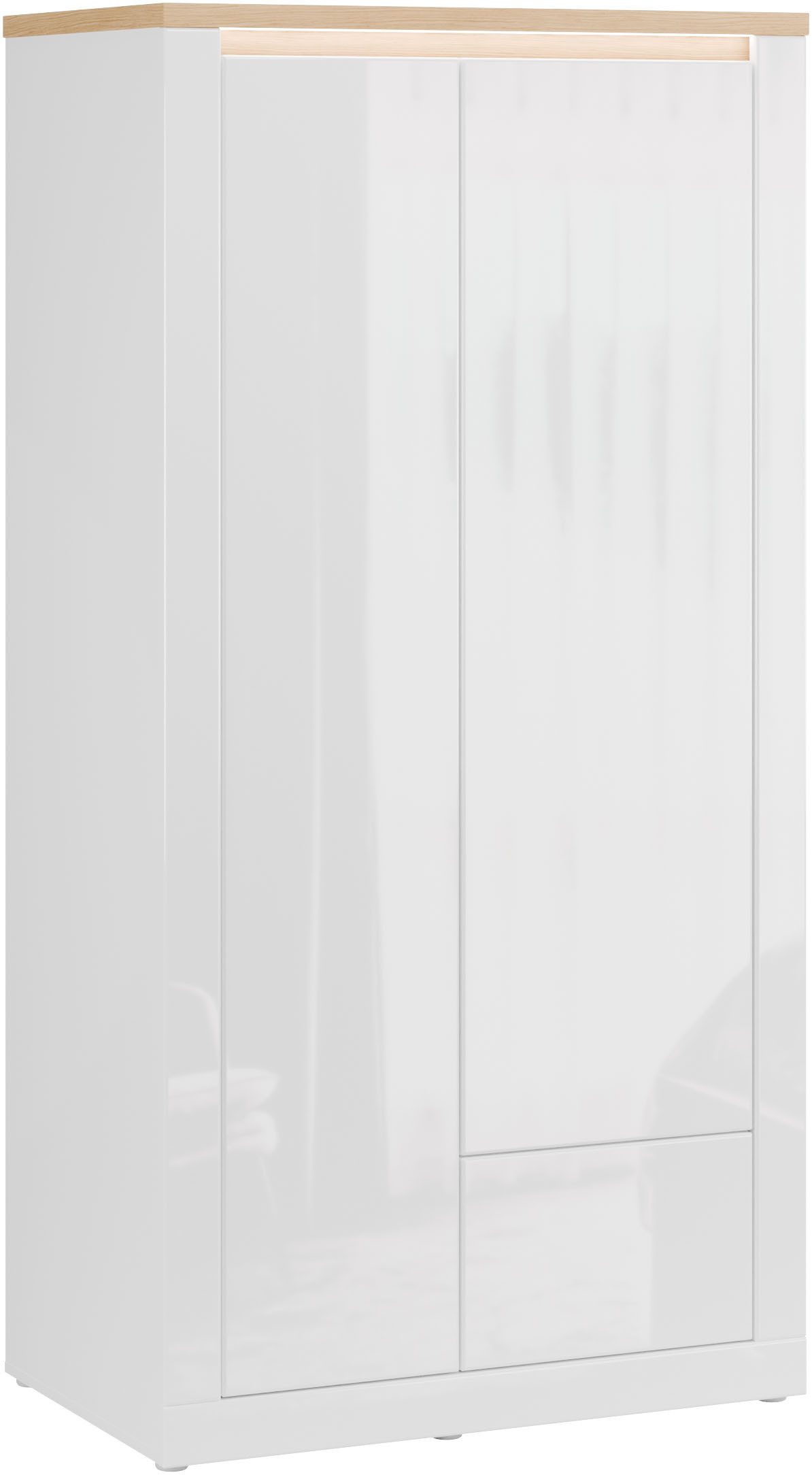 FORTE Kleiderschrank grifflos, Push to Open, Front glänzend B/H/T 96,4/192,2/59,7 cm inklusive Beleuchtung
