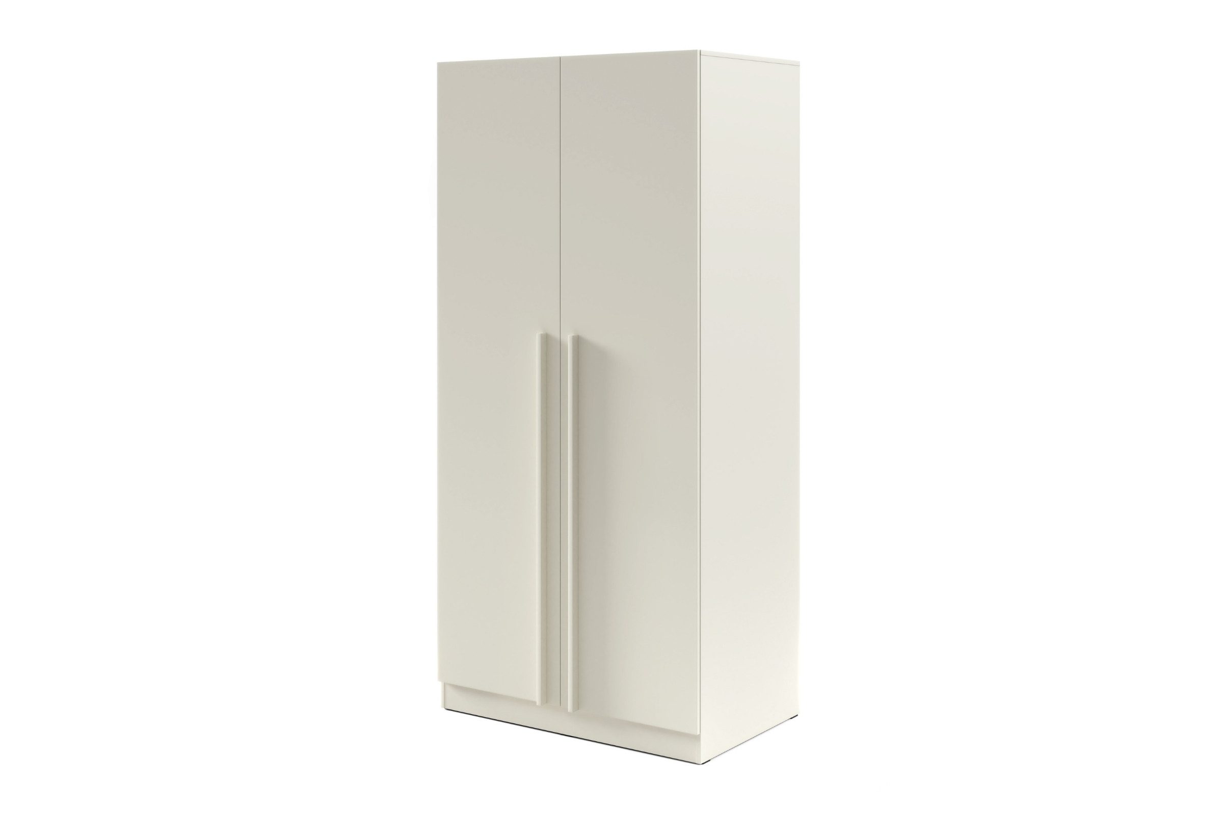 Deine Möbel 24 Kleiderschrank BRISSO BR3 2-türiger Drehtürenschrank 100 cm breit, BRISSO-Kollektion (Set, 1-St., ideal für Schlafzimmer, Flur & Ankleidezimmer) in Platingrau matt, Kaschmir matt, Eiche Cremona