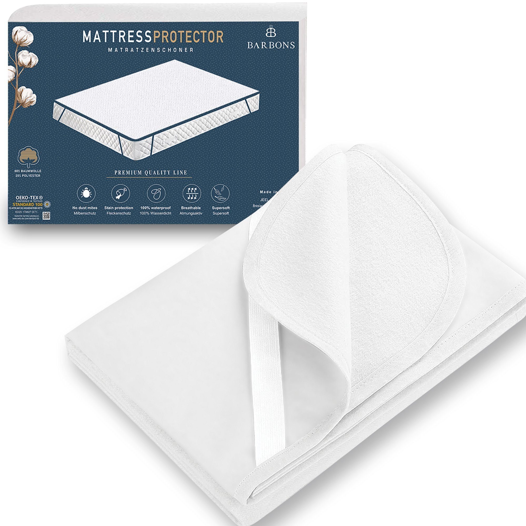 Lunsing Matratzenschoner 2er Set – Wasserdicht, Atmungsaktiv, Für Matratzen Bis 40,6 Cm Tiefe