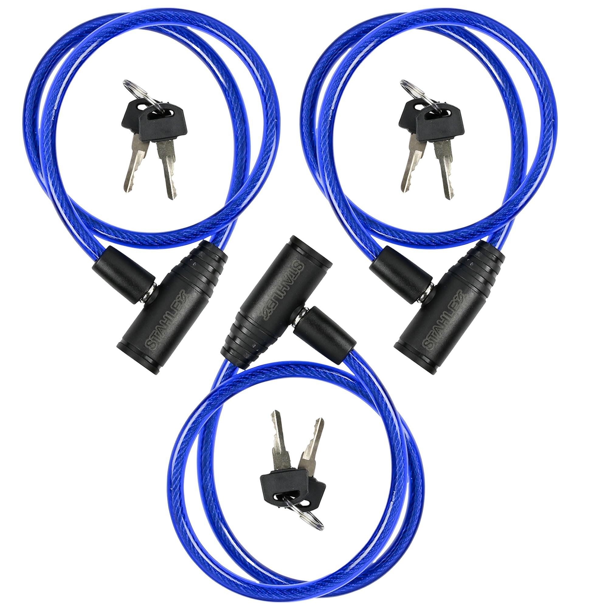 TSB Werk Kabelschloss Fahrradschloss Kabelschloss Motorradschloss 65 cm (3-tlg), Panzerschloss, mit Schlüssel