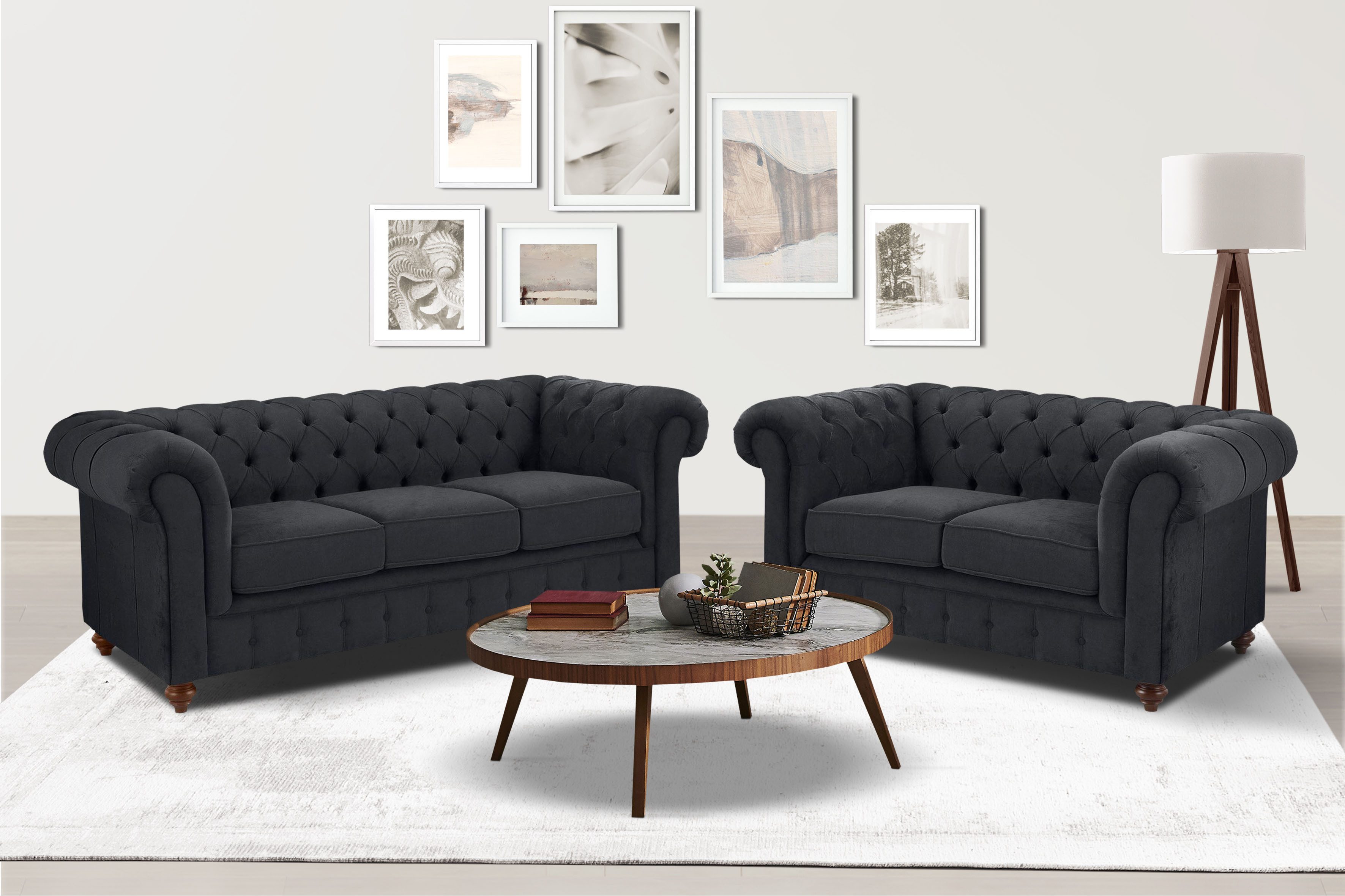 Home affaire Sitzgruppe Chesterfield, (2-tlg), hochwertige Knopfheftung, be günstig online kaufen