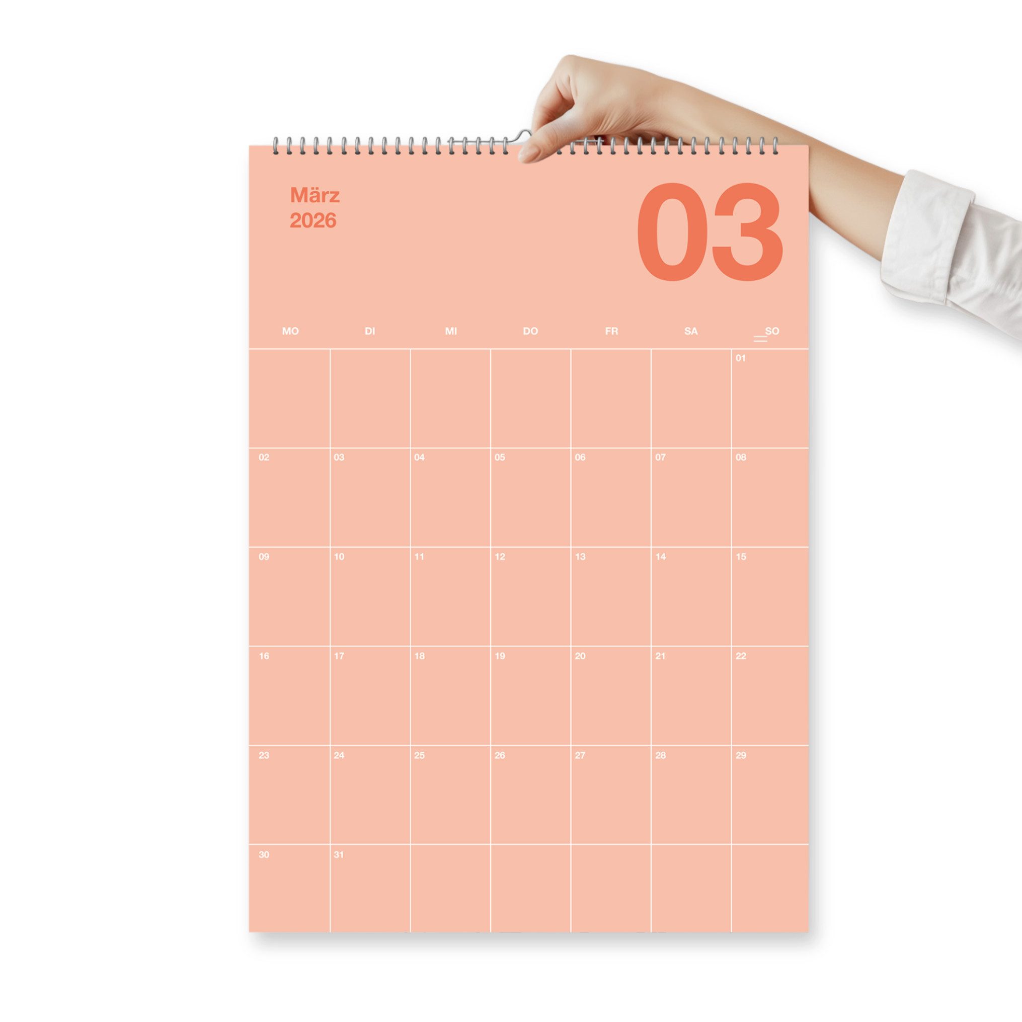 heaven+paper Jahresplaner A3 Bunter Design Wandkalender 2026 Pastell, hochwertig, Hergestellt in Deutschland