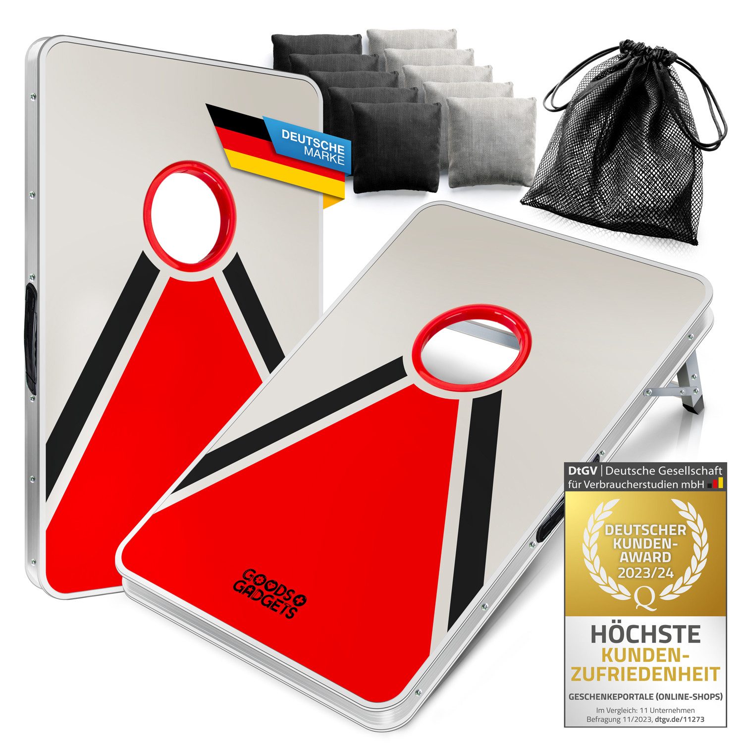 Goods+Gadgets Outdoor-Spielzeug XXL Cornhole-Spiel – Klappbares Cornhole-Set für Familie & Outdoor, Outdoor & Indoor Geschicklichkeitsspiel