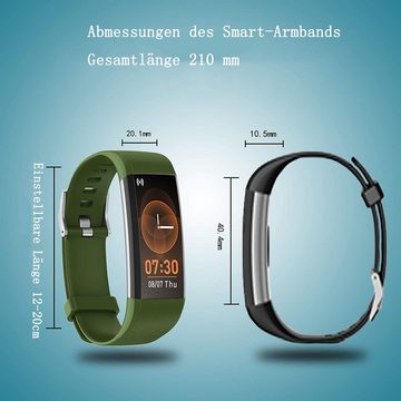 GelldG Fitness Armband Tracker mit Pulsmesser Blutdruck Wasserdicht IP68 Smartwatch