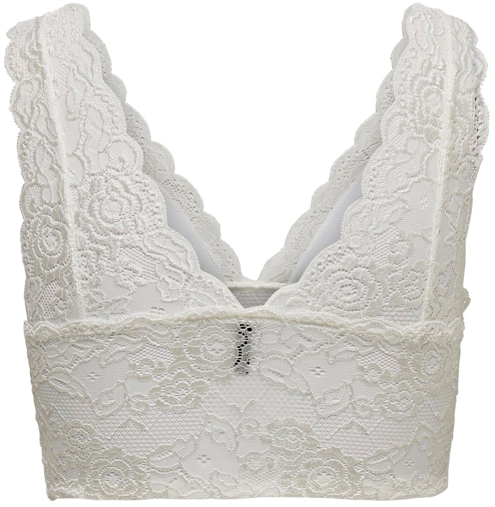 ONLY Spitzentop ONLCHLOE – Spitzen-Bra mit gepolsterten Cups und Stretch regular fit, feminin, Spitze, Kunstfaser, V-Ausschnitt