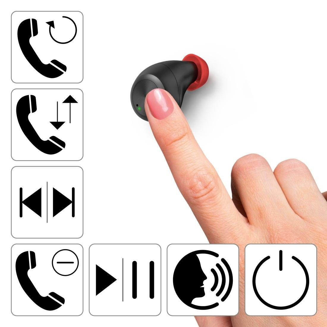 Hama Bluetooth-Kopfhörer True Google Ladebox) für Bluetooth-Kopfhörer und Wireless A2DP Wireless, und Google Sprachsteuerung IPX (Freisprechfunktion, Assistant, Anrufe Bluetooth, In-Ear Now, für Sport integrierte Sprachsteuerung, Spritzwasserschutz, Siri, True Steuerung kompatibel schwarz Bluetooth, HFP, mit Siri, Musik, AVRCP Alltag, 4 ultraleicht