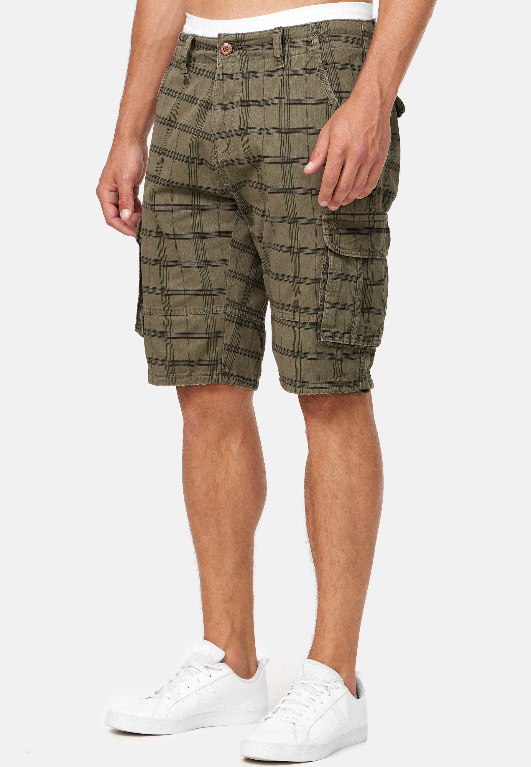 Indicode Cargoshorts Herren Monroe Cargo Cargo Shorts Herrenshorts mit 6 Taschen inkl. Gürtel