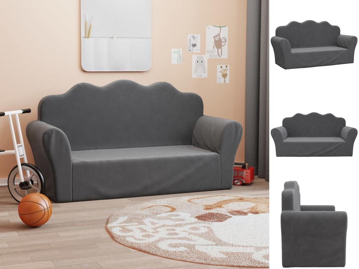 vidaXL Kindersofa Kindersofa 2-Sitzer Anthrazit Weich Plüsch Couch