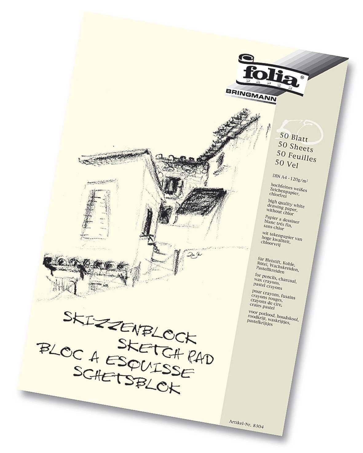 Folia Handgelenkstütze folia Skizzenblock, DIN A4, 120 g/qm, 50 Blatt