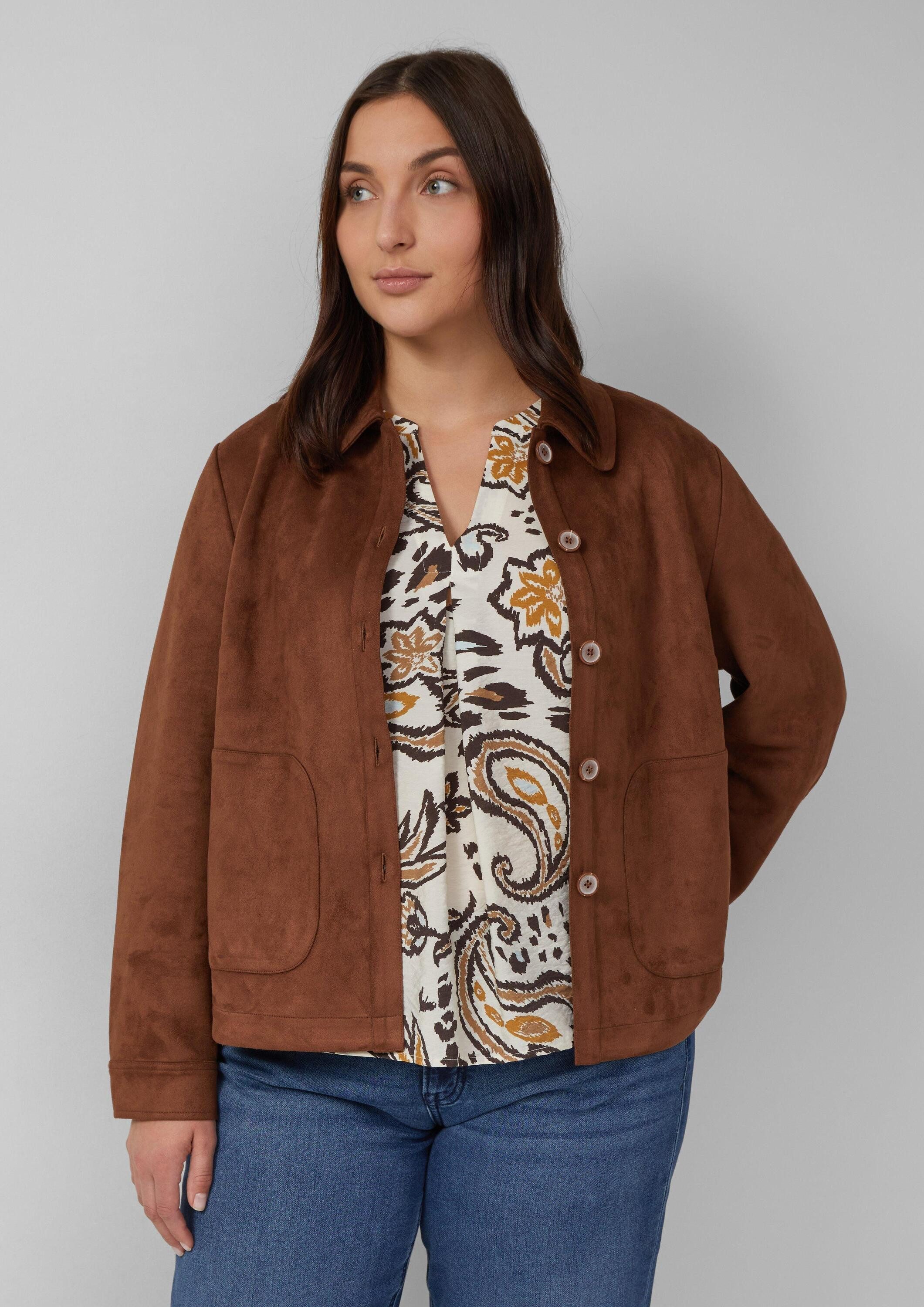 s.Oliver Funktionsjacke Indoor-Jacke Leichte Jacke in Veloursleder-Optik mi günstig online kaufen