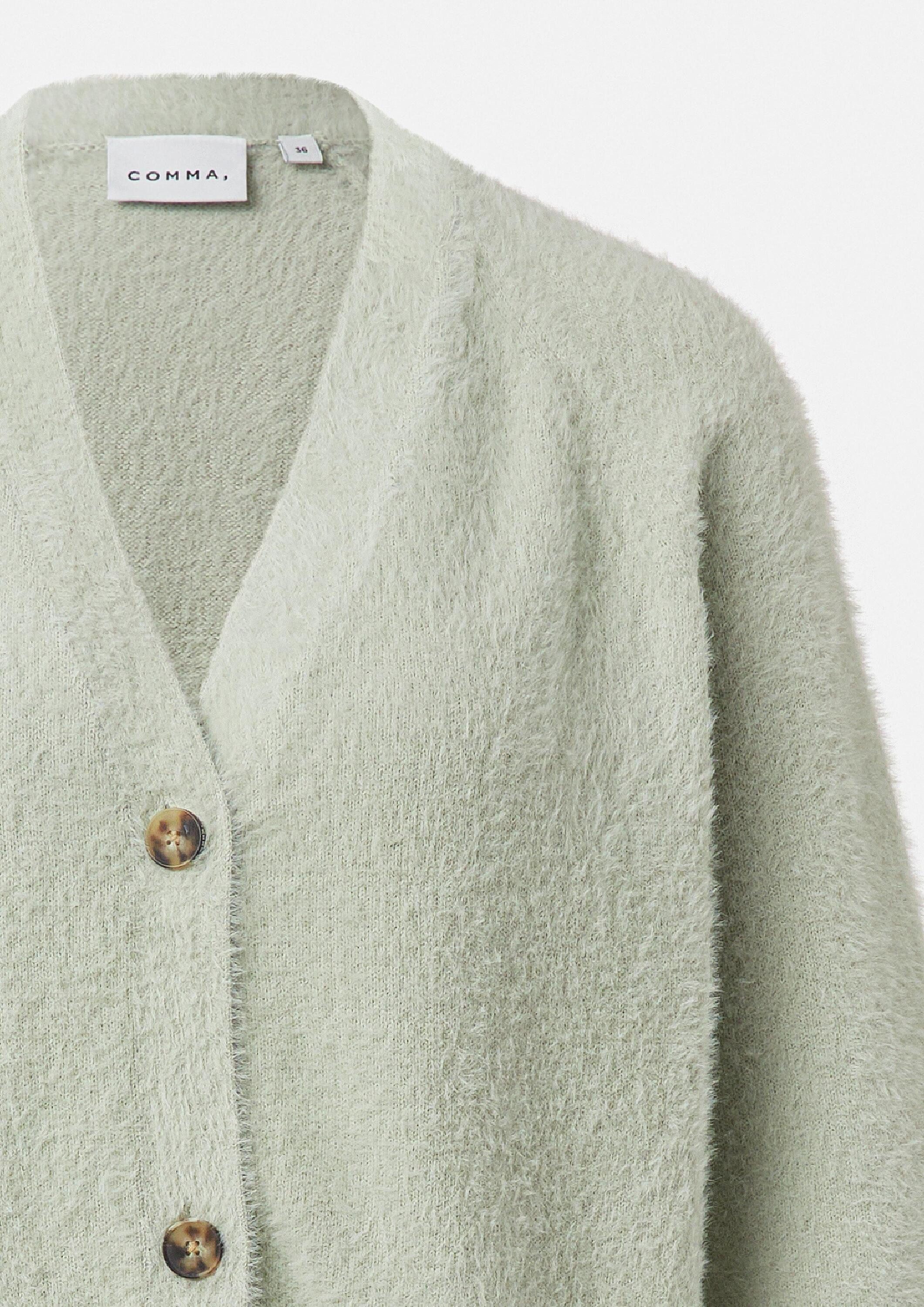 comma Cardigan Strickjacke Flauschiger Strickcardigan mit 3/4-Ärmeln