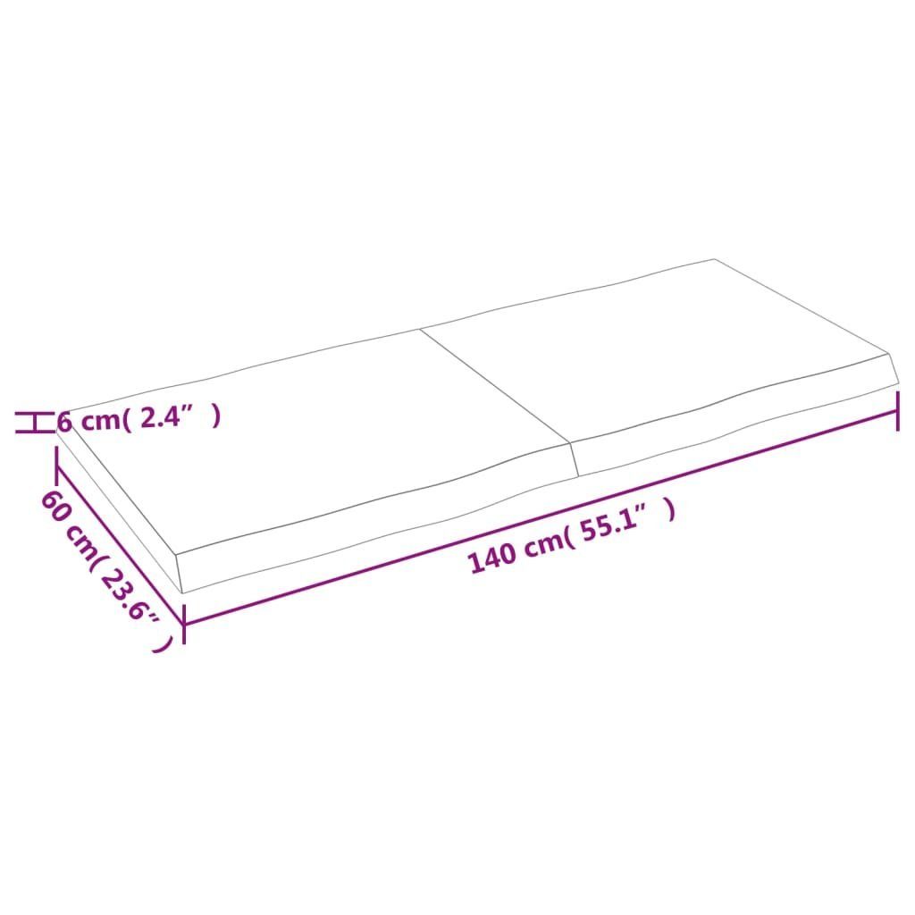 furnicato Tischplatte St) (1 Unbehandelt cm Massivholz 140x60x(2-6) Baumkante