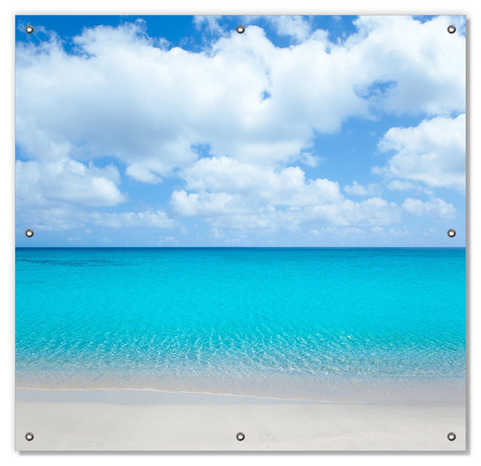 Sonnenschutz Sandstrand und blaues Meer, Wallario, blickdicht, mit Saugnäpfen, wiederablösbar und wiederverwendbar
