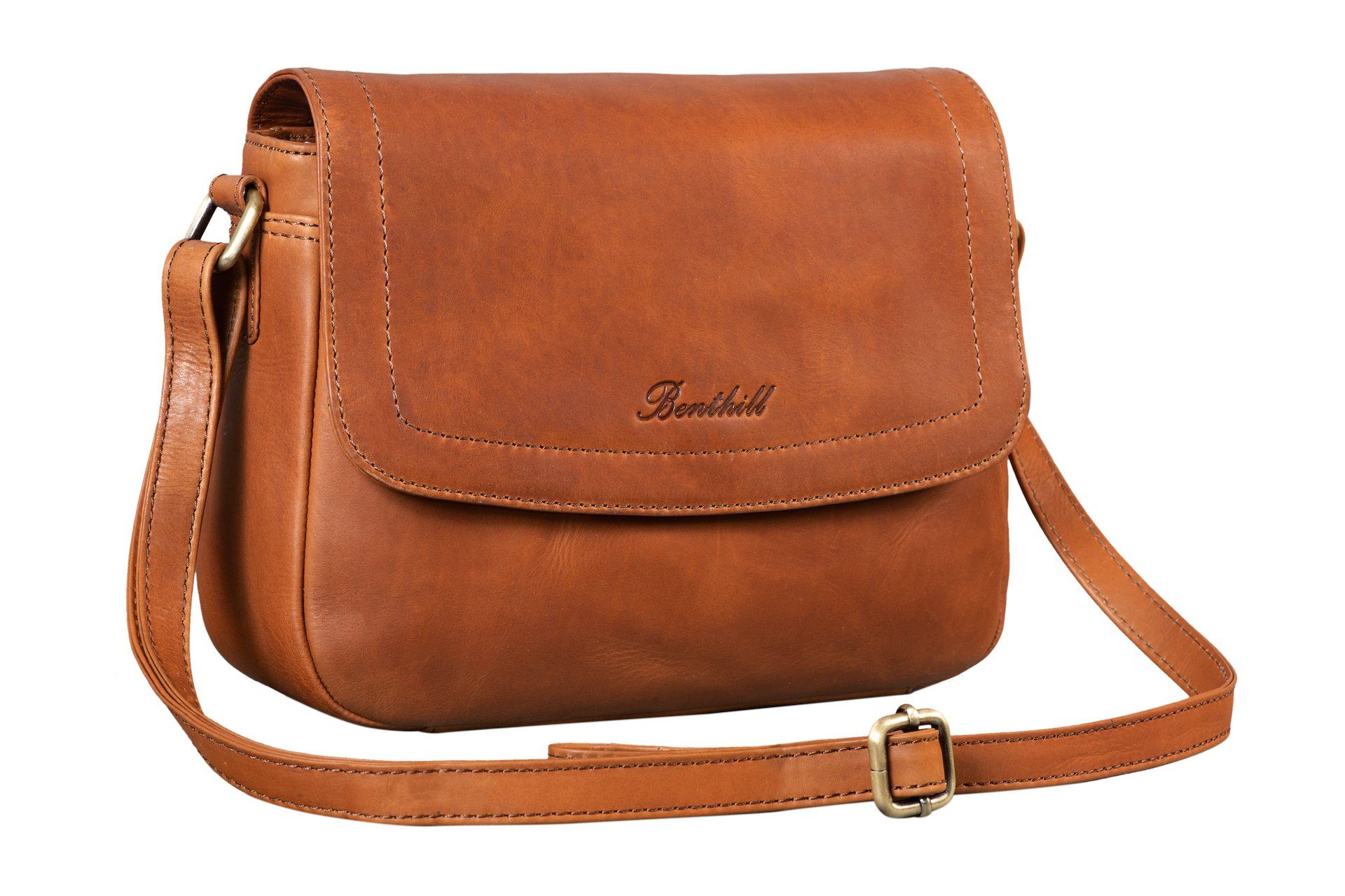 Benthill Umhängetasche Damen Echt Leder Handtasche Umhängetasche Schultertasche Vintage Bag, Schultergurt / Umhängegurt Reißverschlussfach