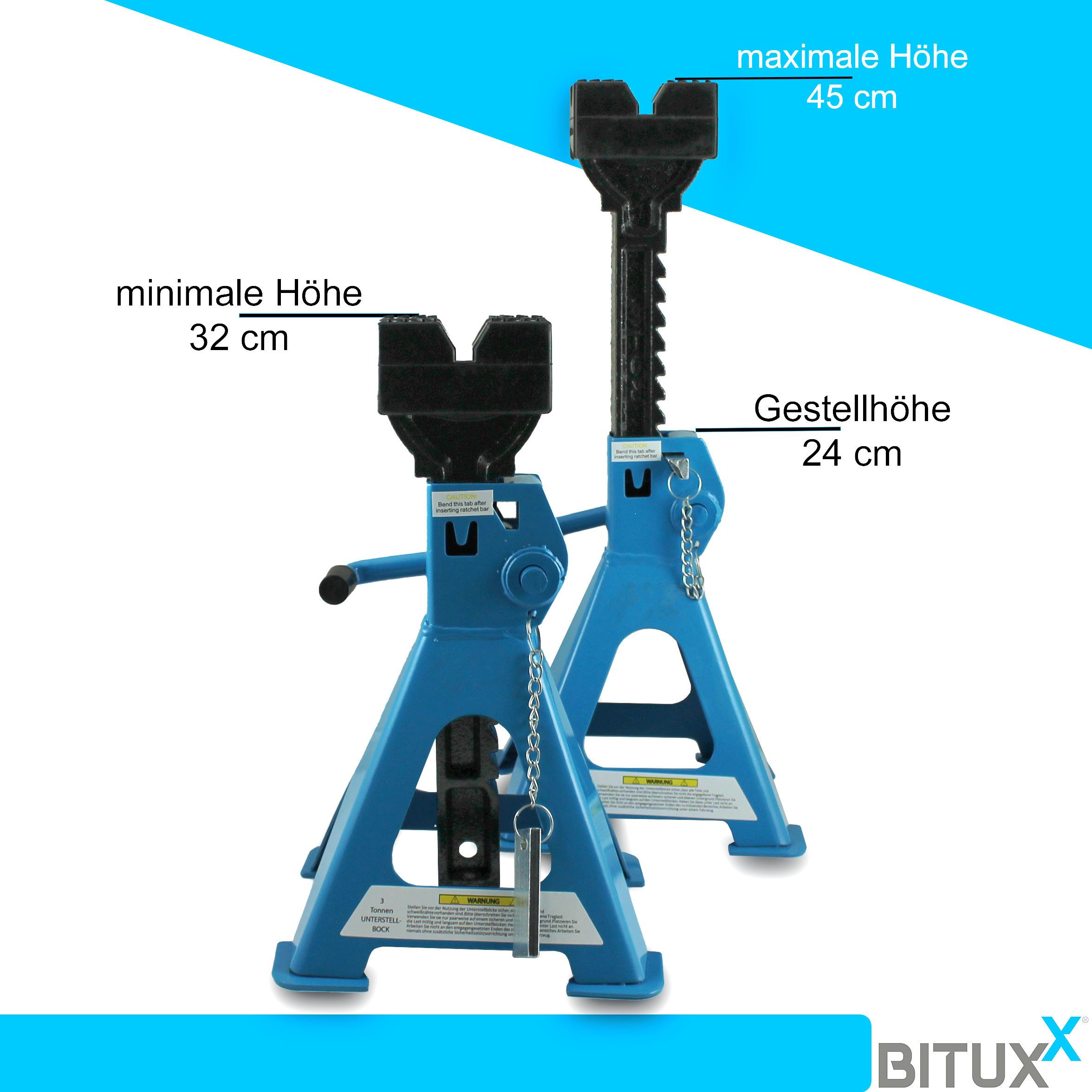 Bituxx Unterstellbock 4 Stück inkl. Heber 3000kg, 3000 kg max. Belastbarkeit, (Spar-Set, 4-St., MS-15773)