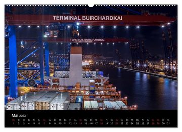 CALVENDO Wandkalender Der Hafen Hamburg bei Tag und Nacht (Premium, hochwertiger DIN A2 Wandkalender 2023, Kunstdruck in Hochglanz)
