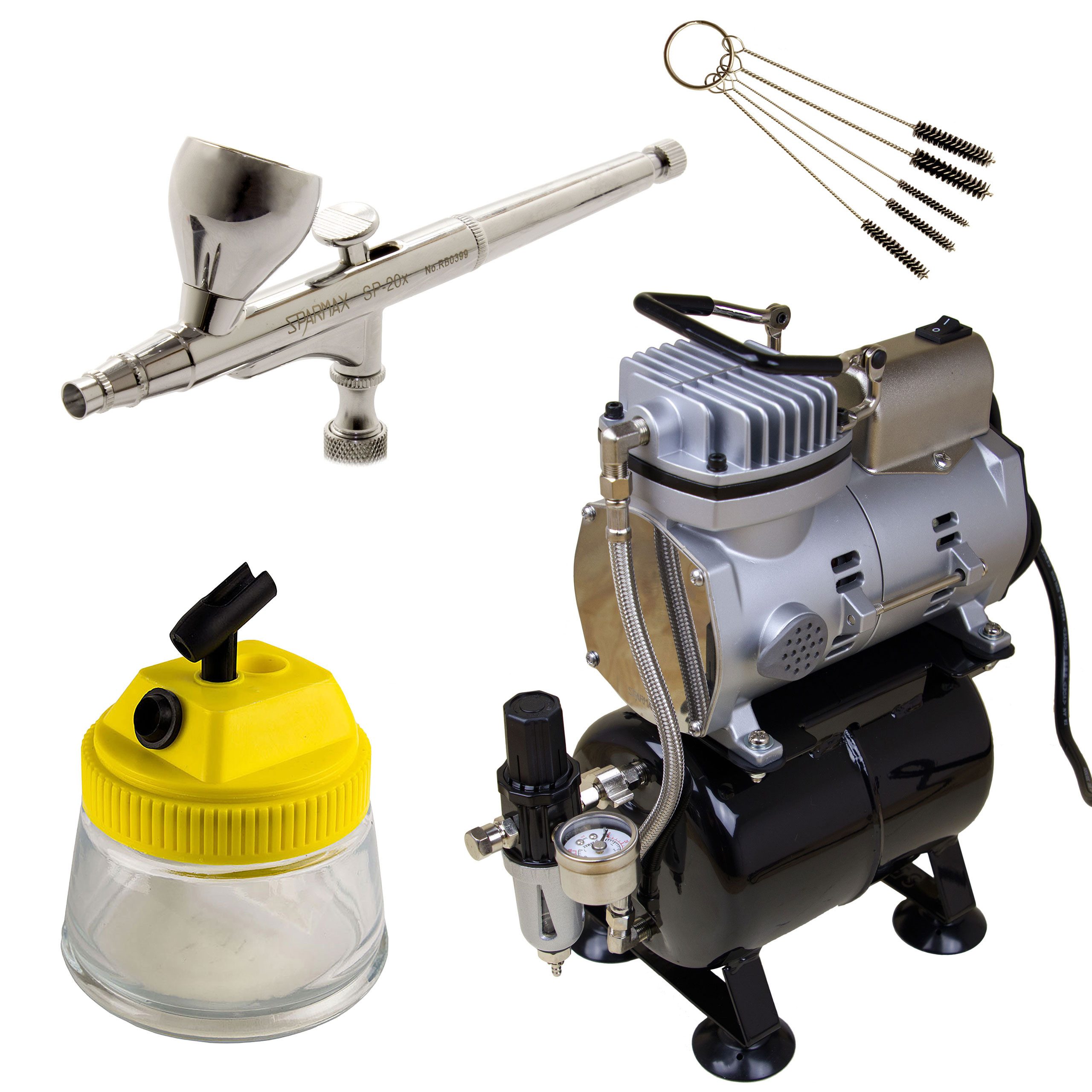 Airbrush-City Airbrush-Kompressor Sparmax TC-610H-n + SP-20X Airbrushpistole Fine Art - Airbrush Set 13