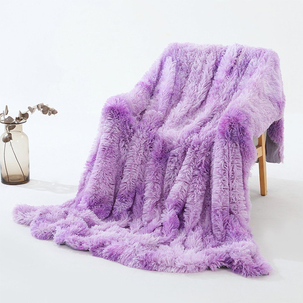 Wohndecke Kuscheldecke, Flauschige mit Wendedecke Decke, Haaren, Violett Langen zggzerg