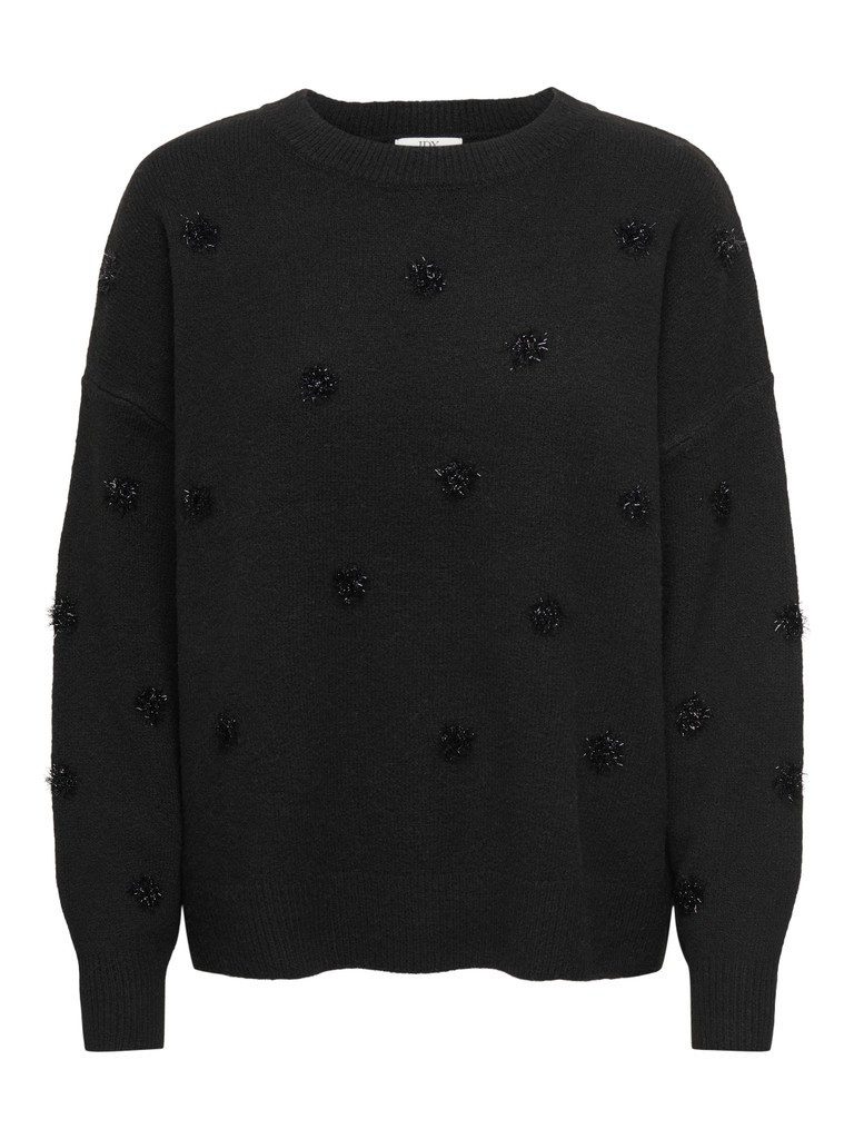 JDY Strickpullover JDYMELEA L/S O-NECK POMPOM PULLOVER