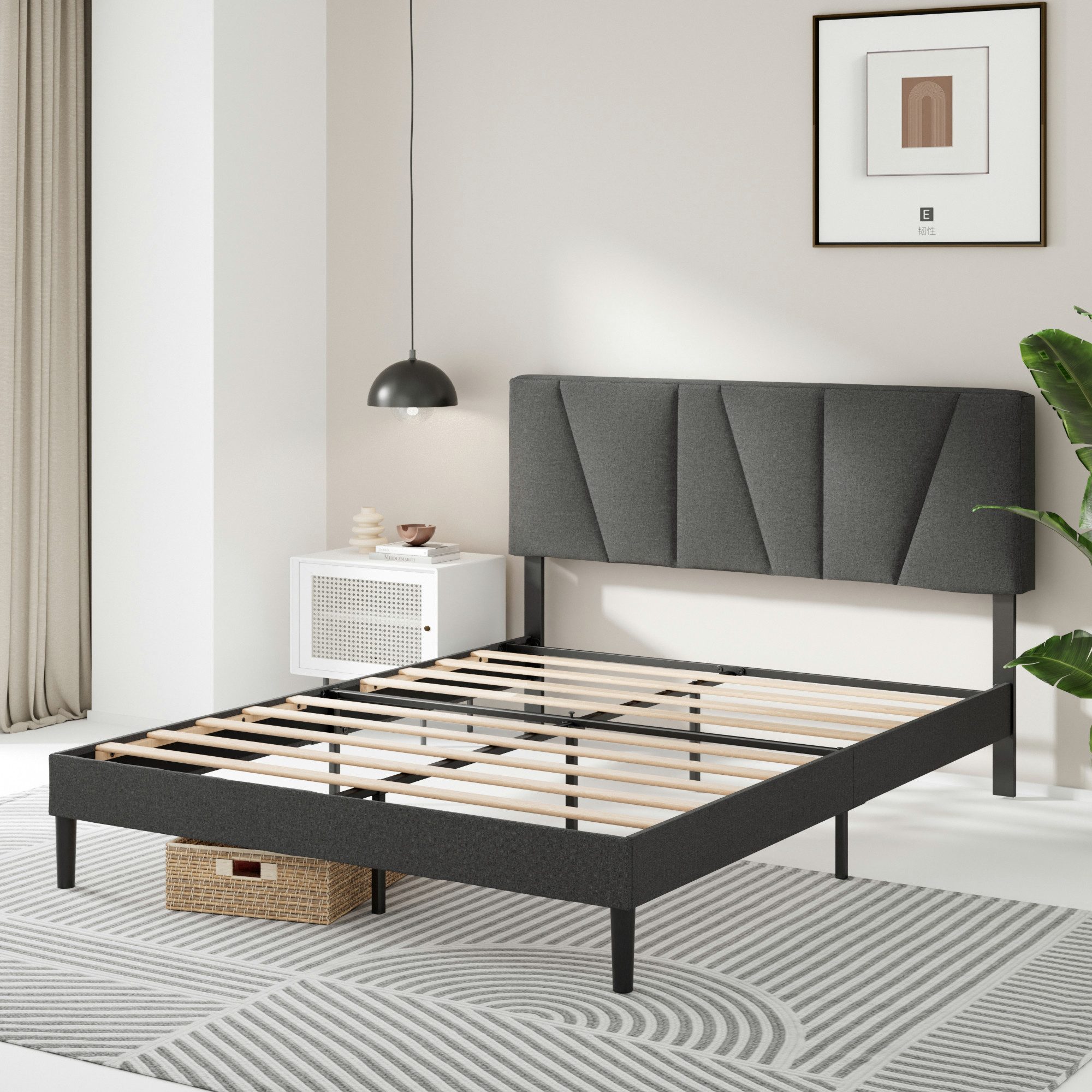 ZINUS Polsterbett Maya mit modernen Kopfteil und Lattenrost 140x200cm (Pack günstig online kaufen